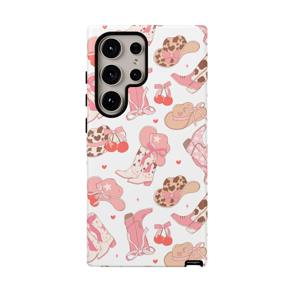 Cowgirl Boots Pink Phone Case — Cute Western Pattern Tough Phone Case