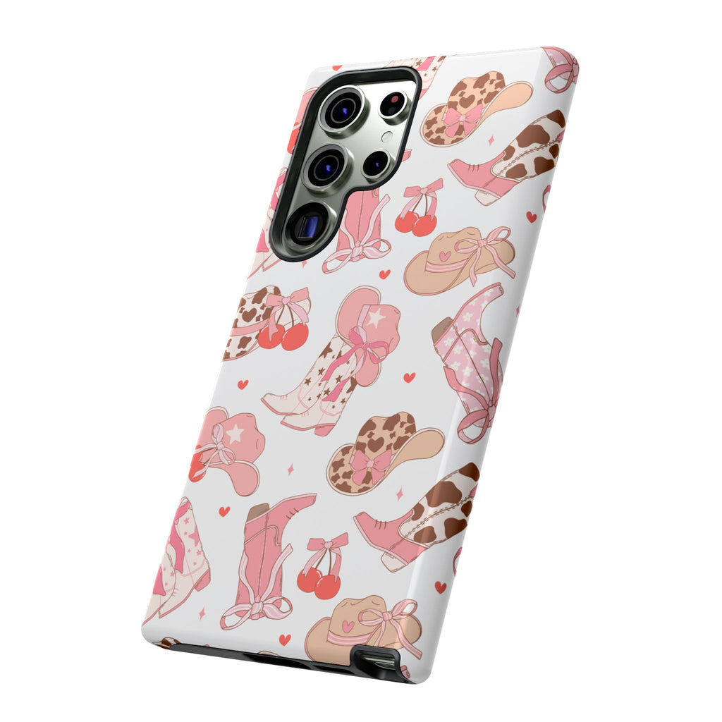 Cowgirl Boots Pink Phone Case — Cute Western Pattern Tough Phone Case
