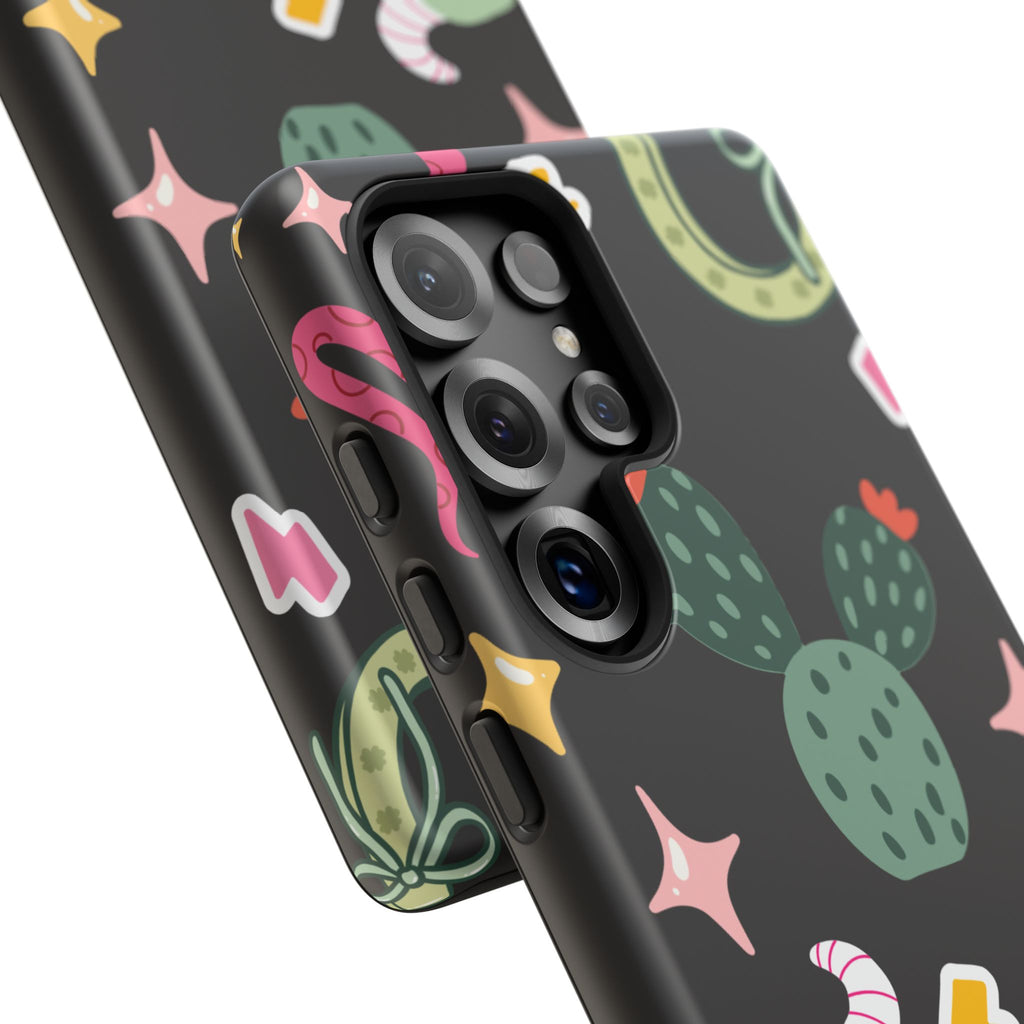 Southwest Desert Icons Tough Phone Case — Cactus, Cowboy & Skull Pattern