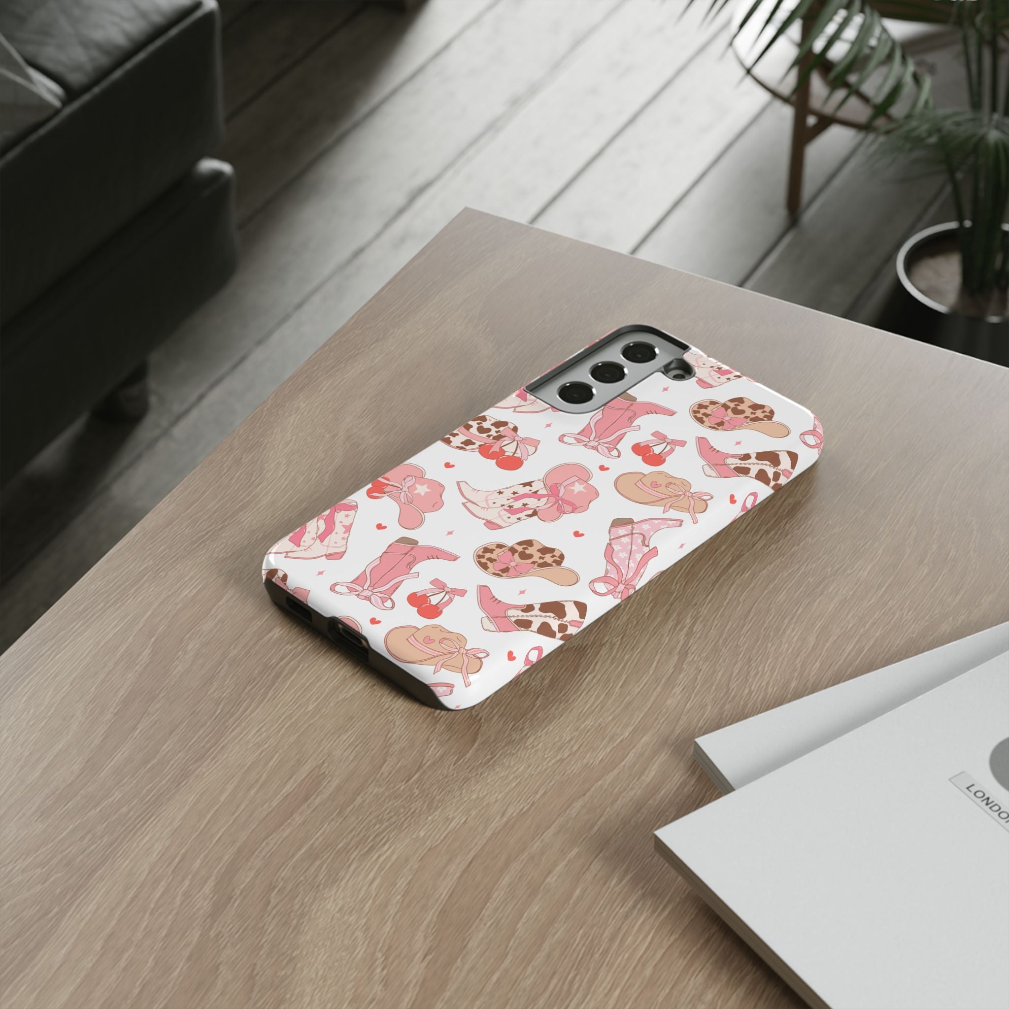 Cowgirl Boots Pink Phone Case — Cute Western Pattern Tough Phone Case