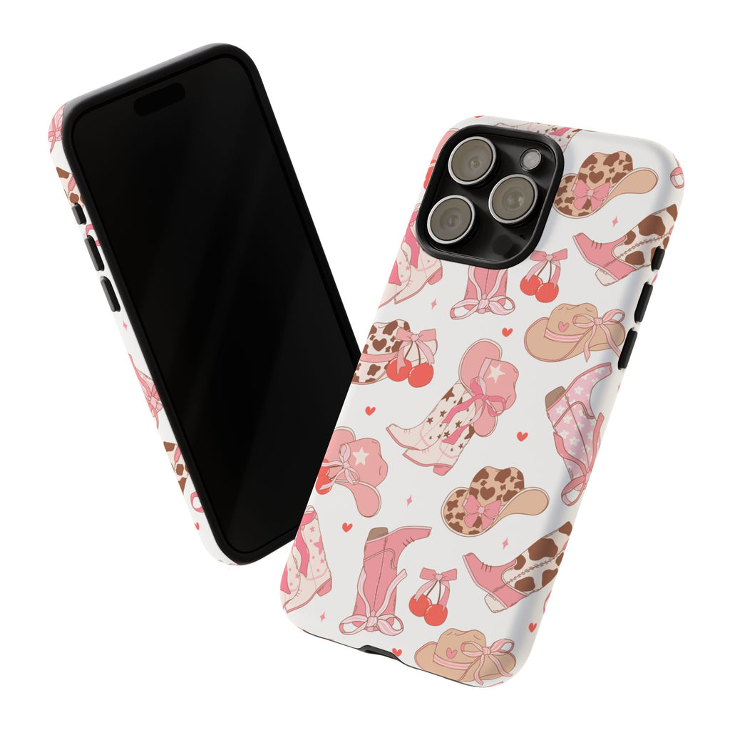 Cowgirl Boots Pink Phone Case — Cute Western Pattern Tough Phone Case