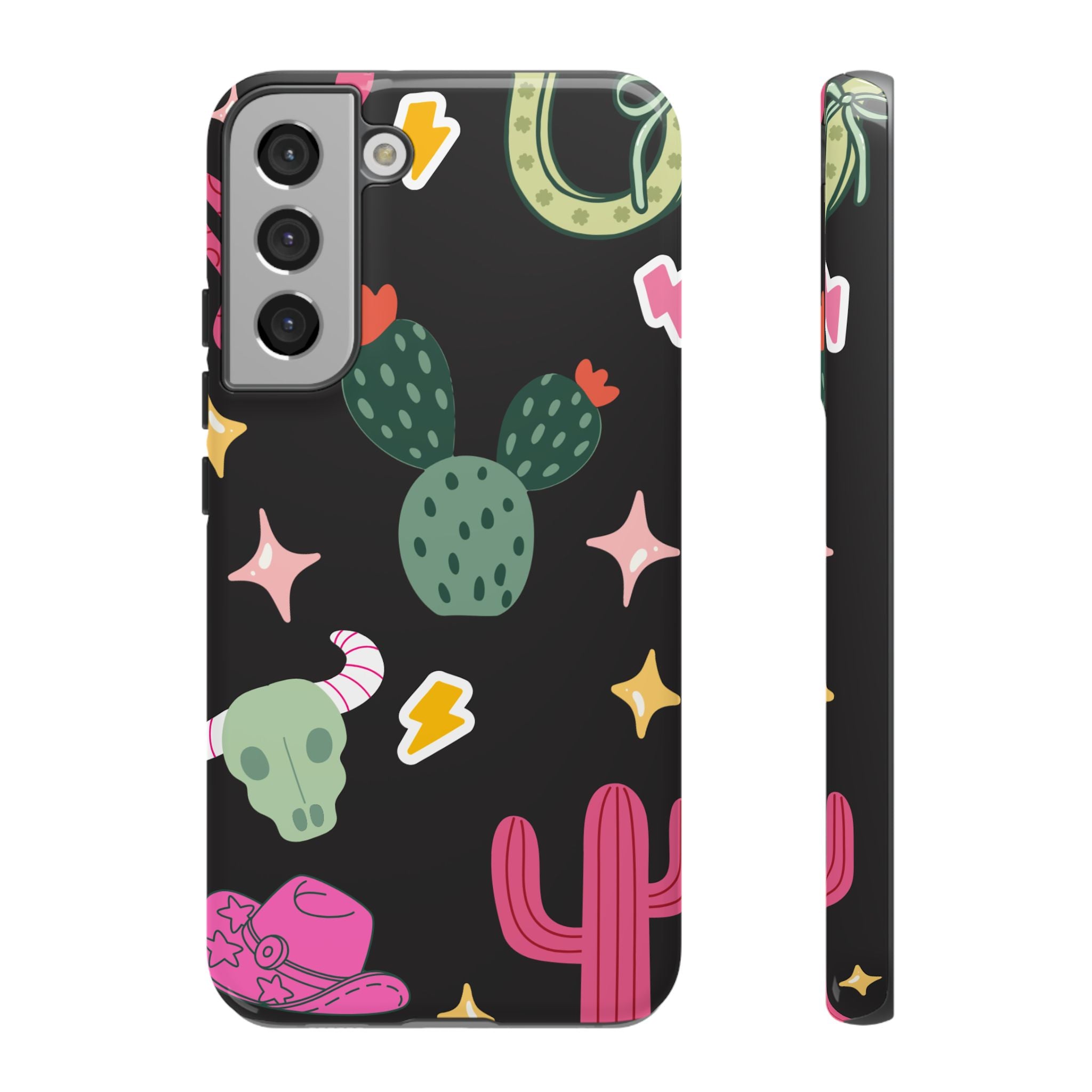 Southwest Desert Icons Tough Phone Case — Cactus, Cowboy & Skull Pattern