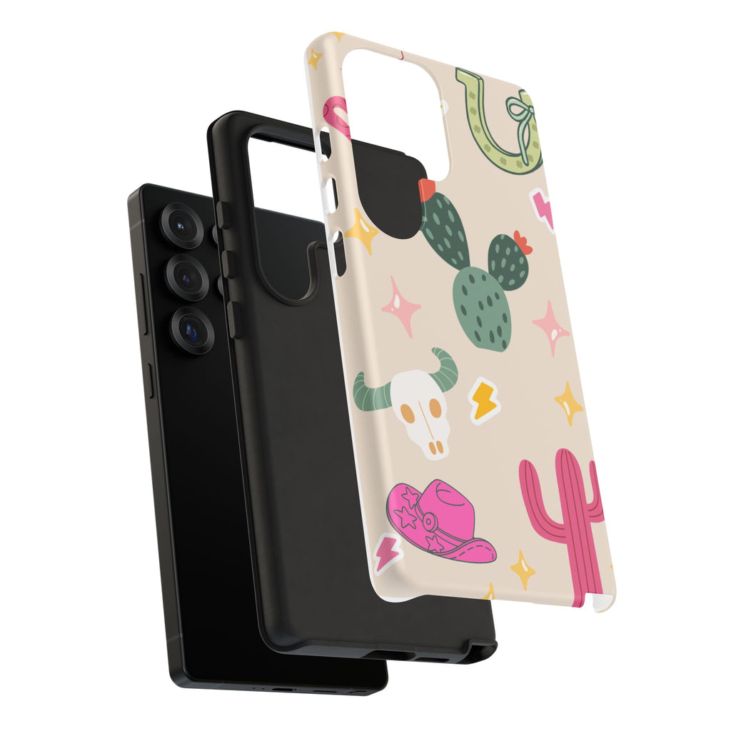 Cactus Cowgirl Phone Case — Cute Western Desert Pattern Tough Case
