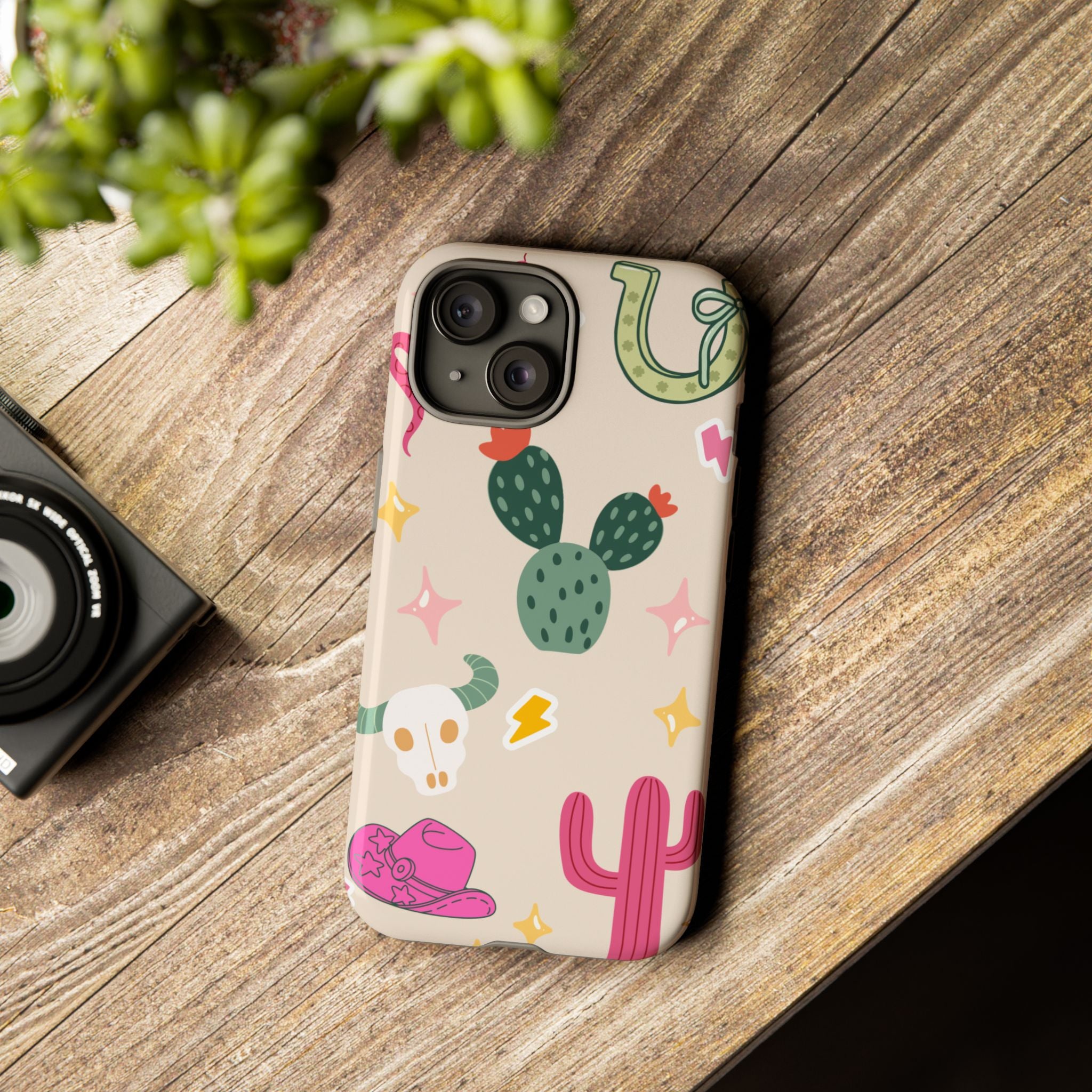 Cactus Cowgirl Phone Case — Cute Western Desert Pattern Tough Case