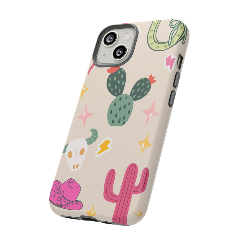Cactus Cowgirl Phone Case — Cute Western Desert Pattern Tough Case