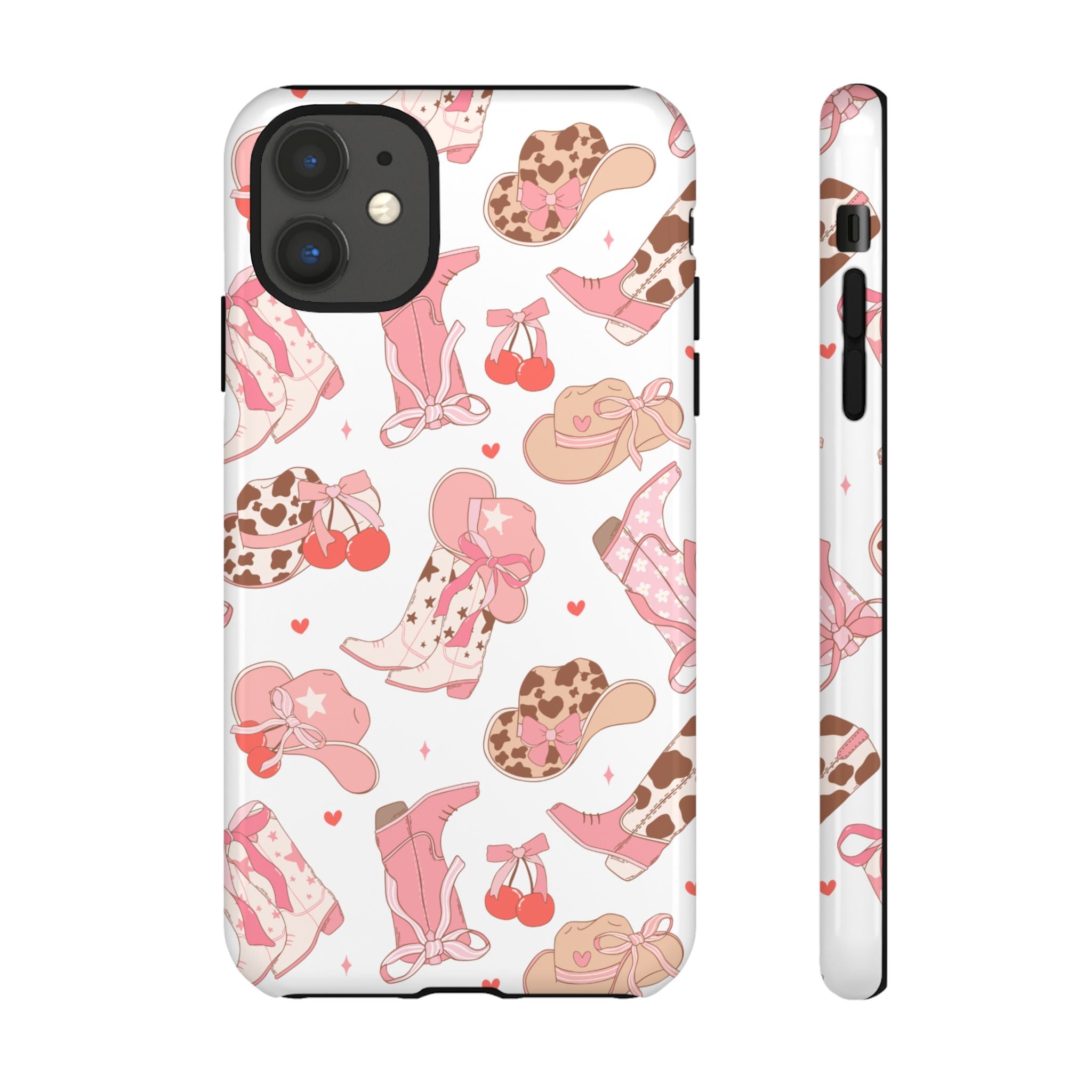 Cowgirl Boots Pink Phone Case — Cute Western Pattern Tough Phone Case