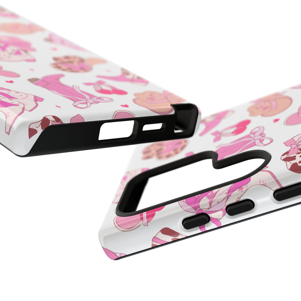 Pink Cowgirl Phone Case - Cute Western Boots & Hats Pattern Tough Case