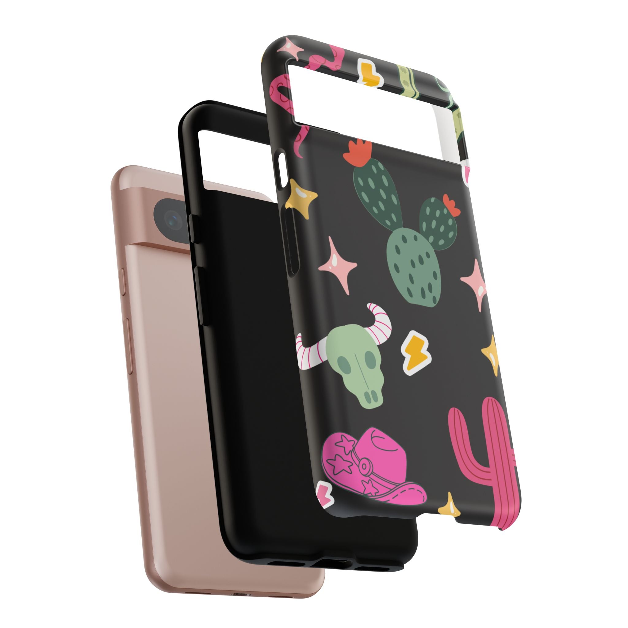 Southwest Desert Icons Tough Phone Case — Cactus, Cowboy & Skull Pattern