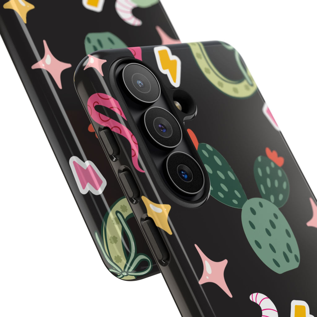 Southwest Desert Icons Tough Phone Case — Cactus, Cowboy & Skull Pattern