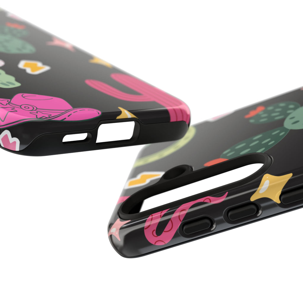 Southwest Desert Icons Tough Phone Case — Cactus, Cowboy & Skull Pattern