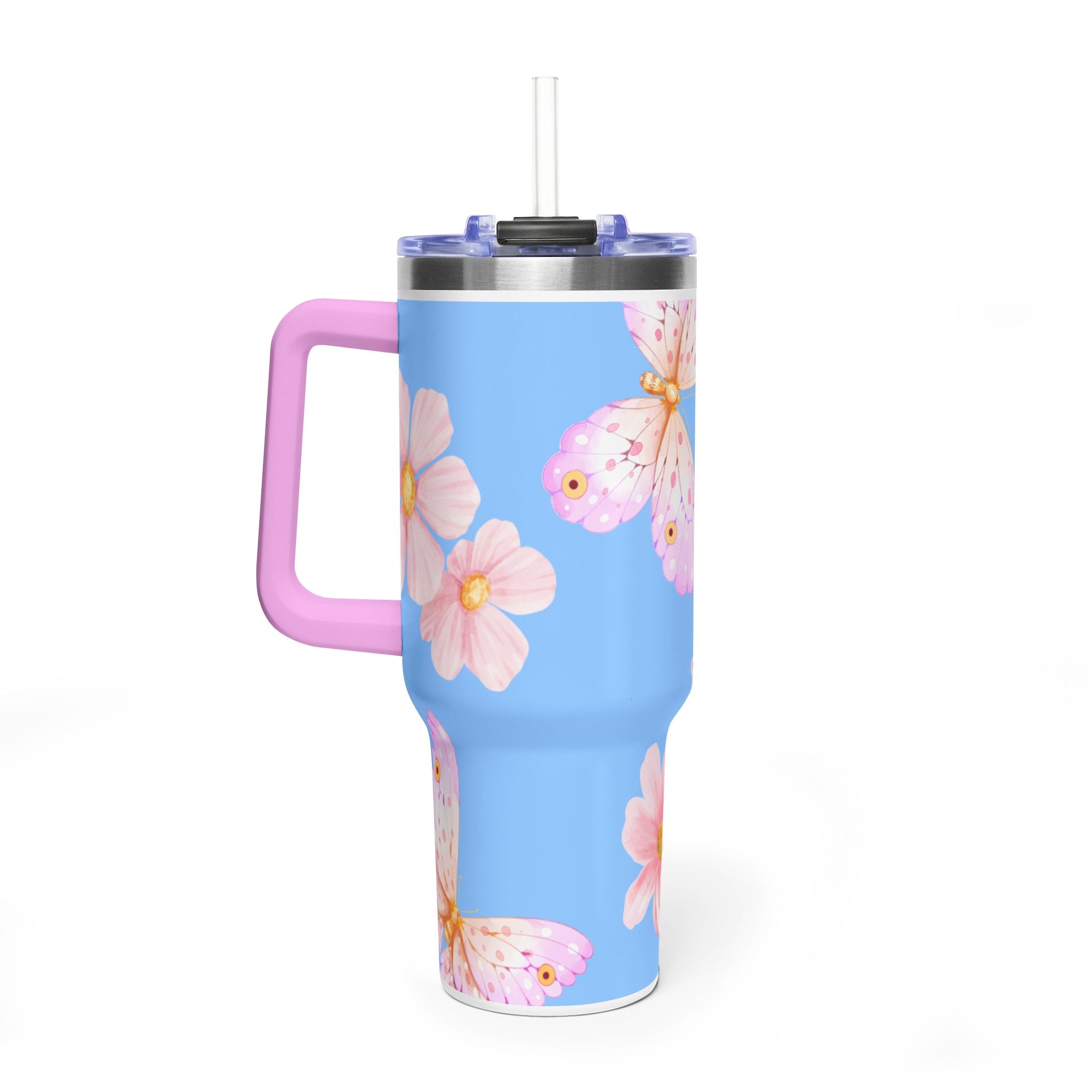 40oz Floral Butterfly Tumbler - Vacuum Insulated Thermal Travel Mug