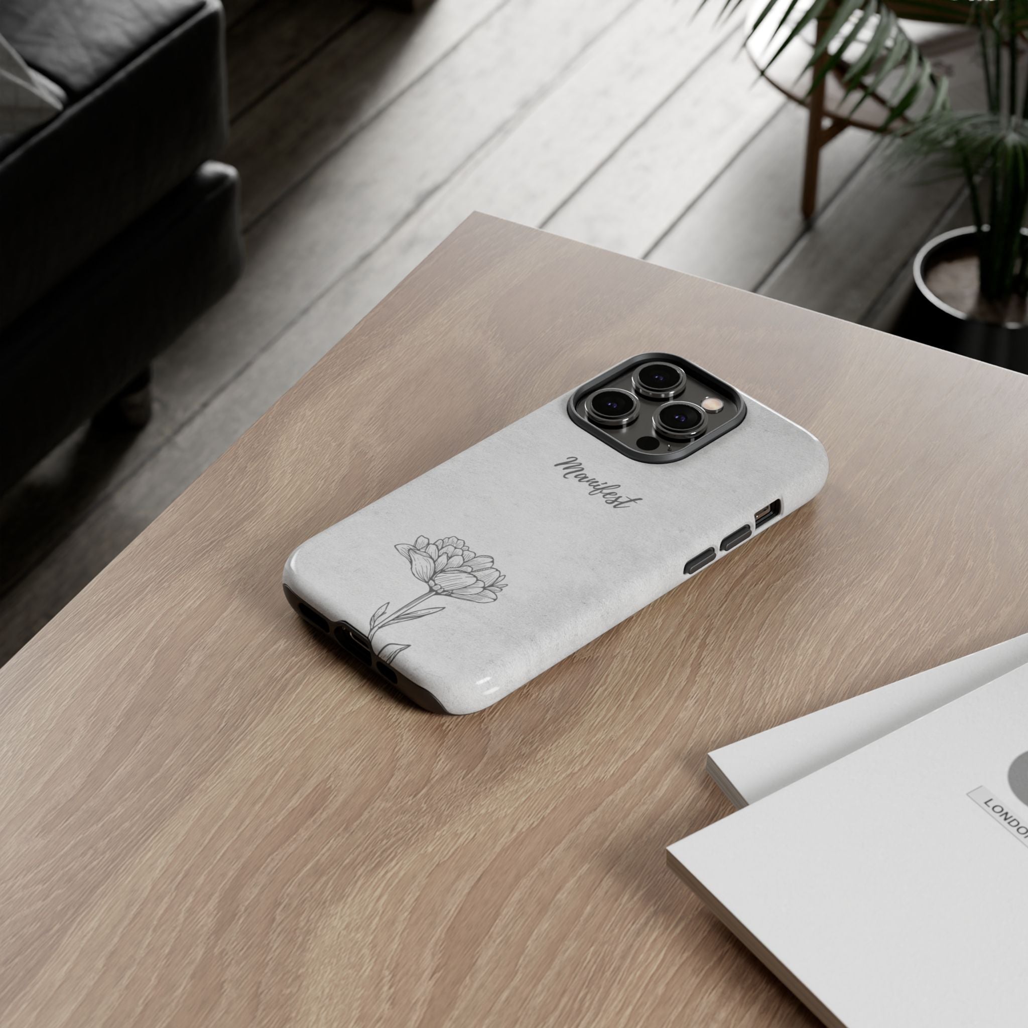 Manifest Flower Phone Case — Minimalist Protective iPhone Cover