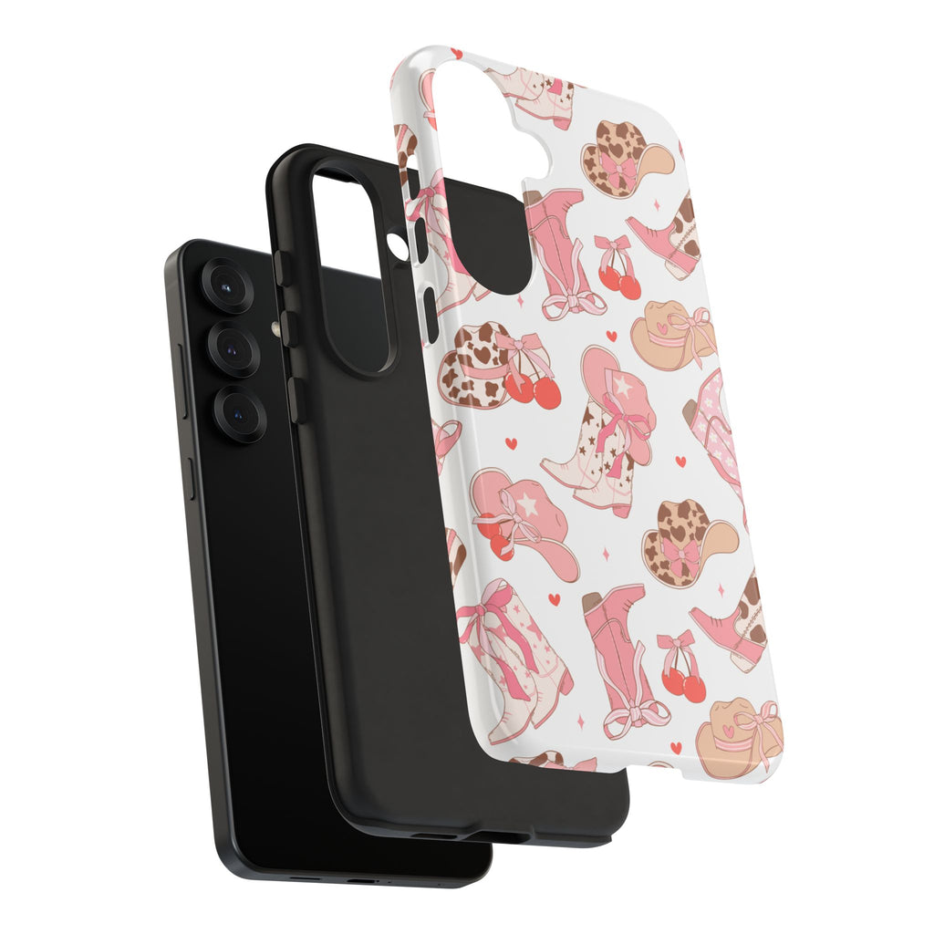 Cowgirl Boots Pink Phone Case — Cute Western Pattern Tough Phone Case