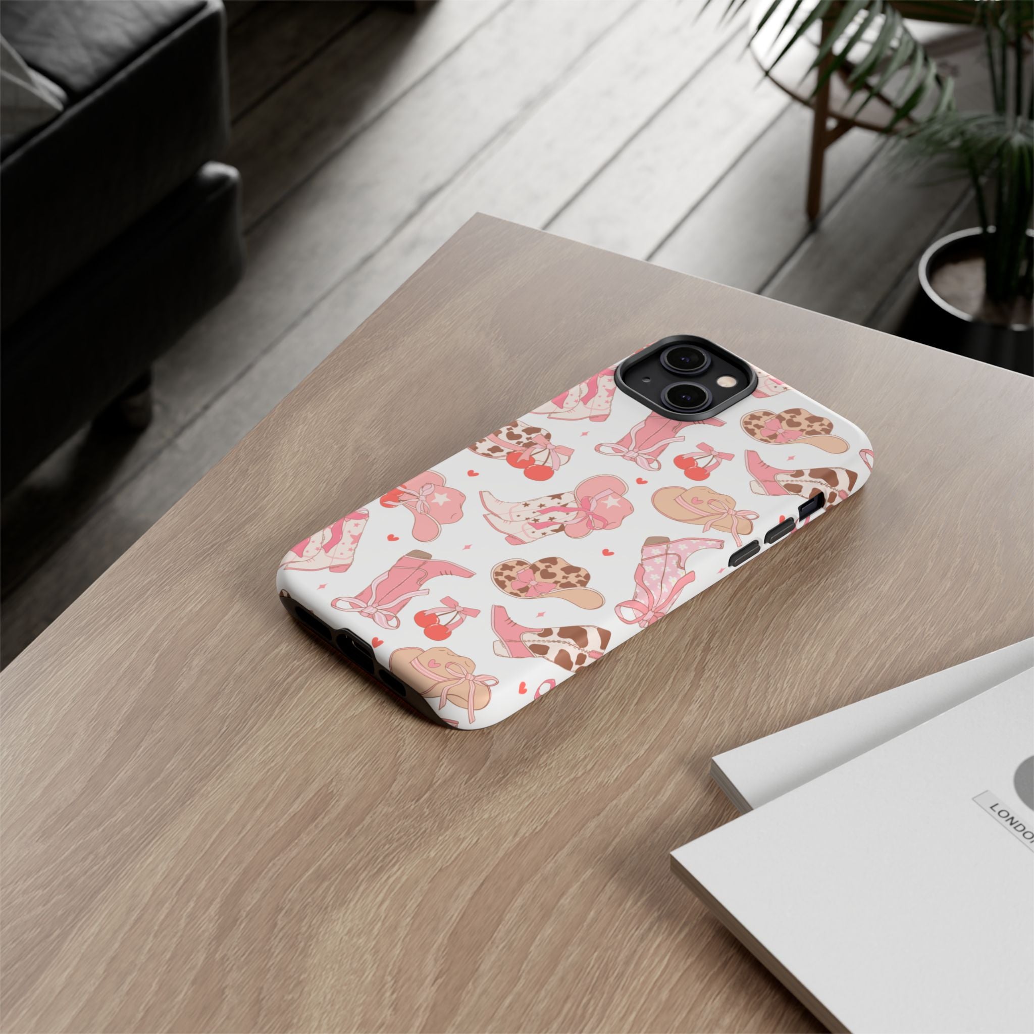 Cowgirl Boots Pink Phone Case — Cute Western Pattern Tough Phone Case