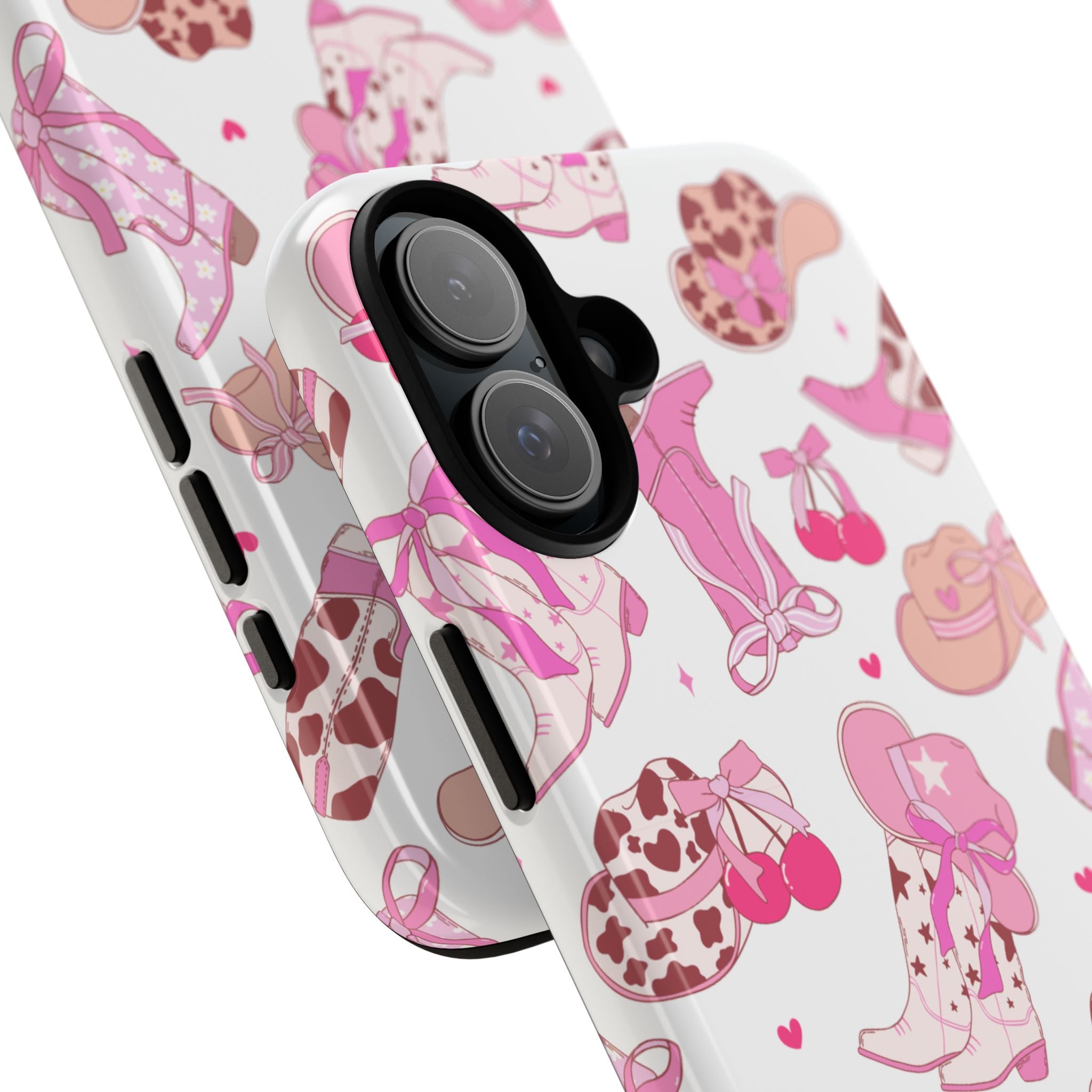 Pink Cowgirl Phone Case - Cute Western Boots & Hats Pattern Tough Case
