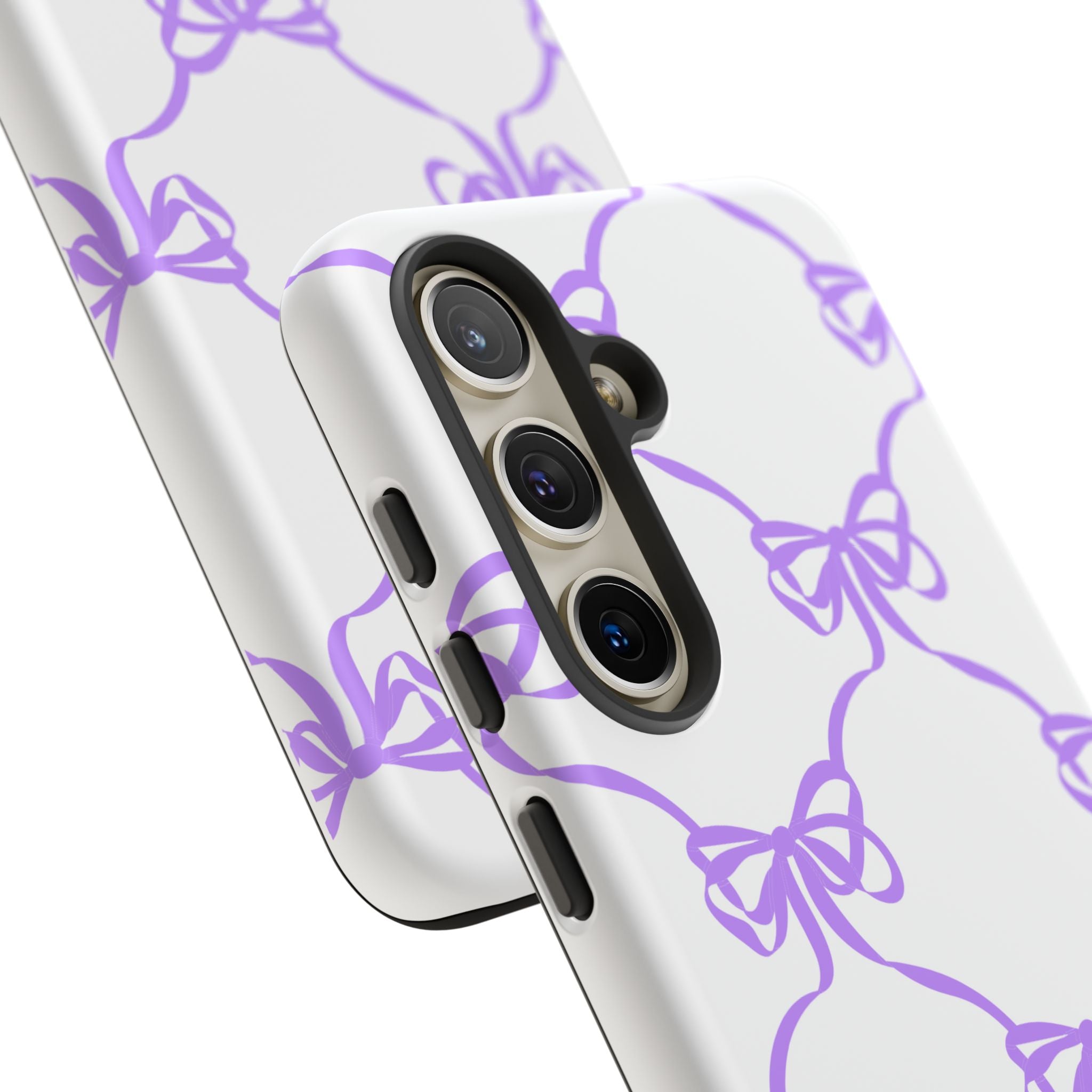 Lavender Bow Pattern Tough Phone Case - Striped Cute iPhone Cover