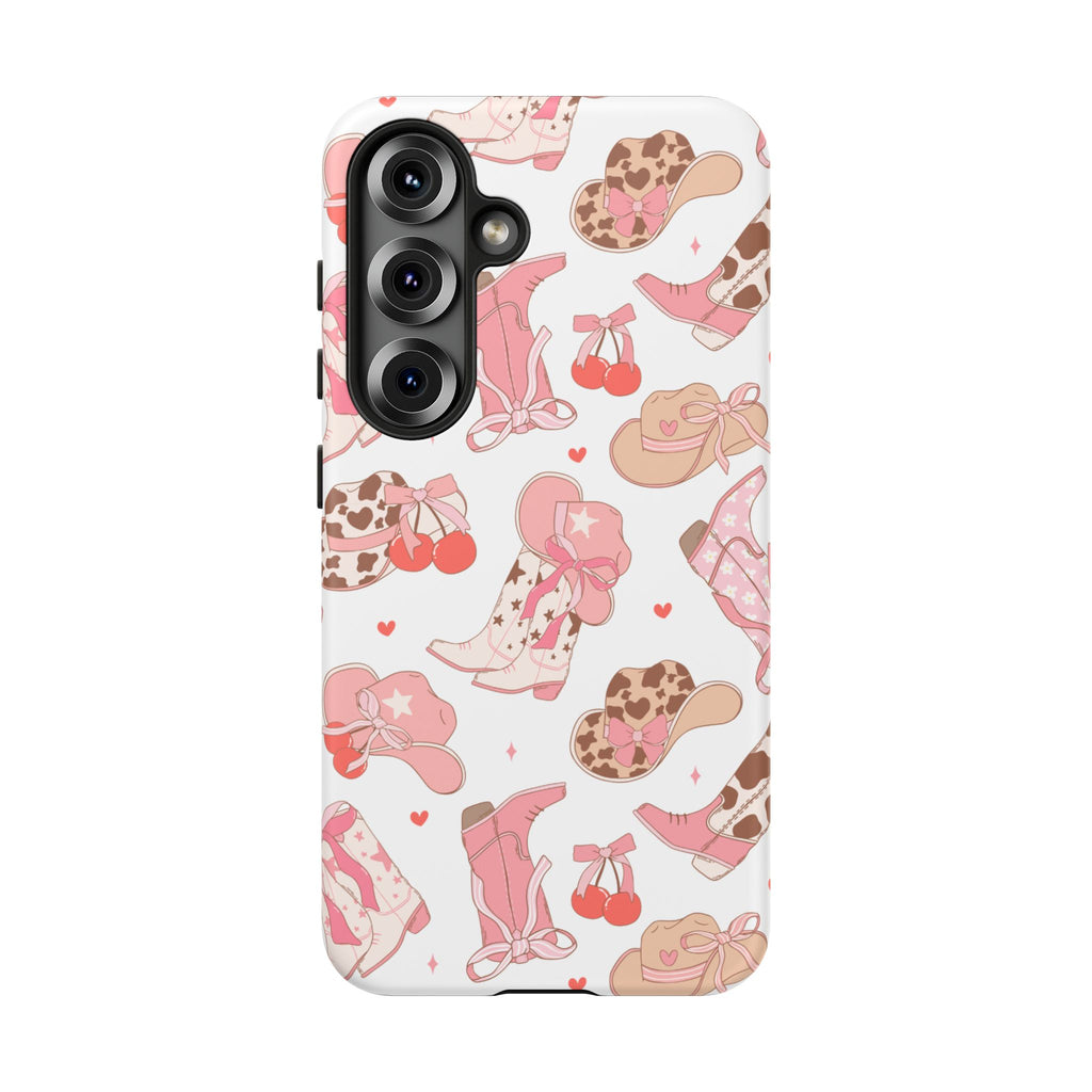 Cowgirl Boots Pink Phone Case — Cute Western Pattern Tough Phone Case