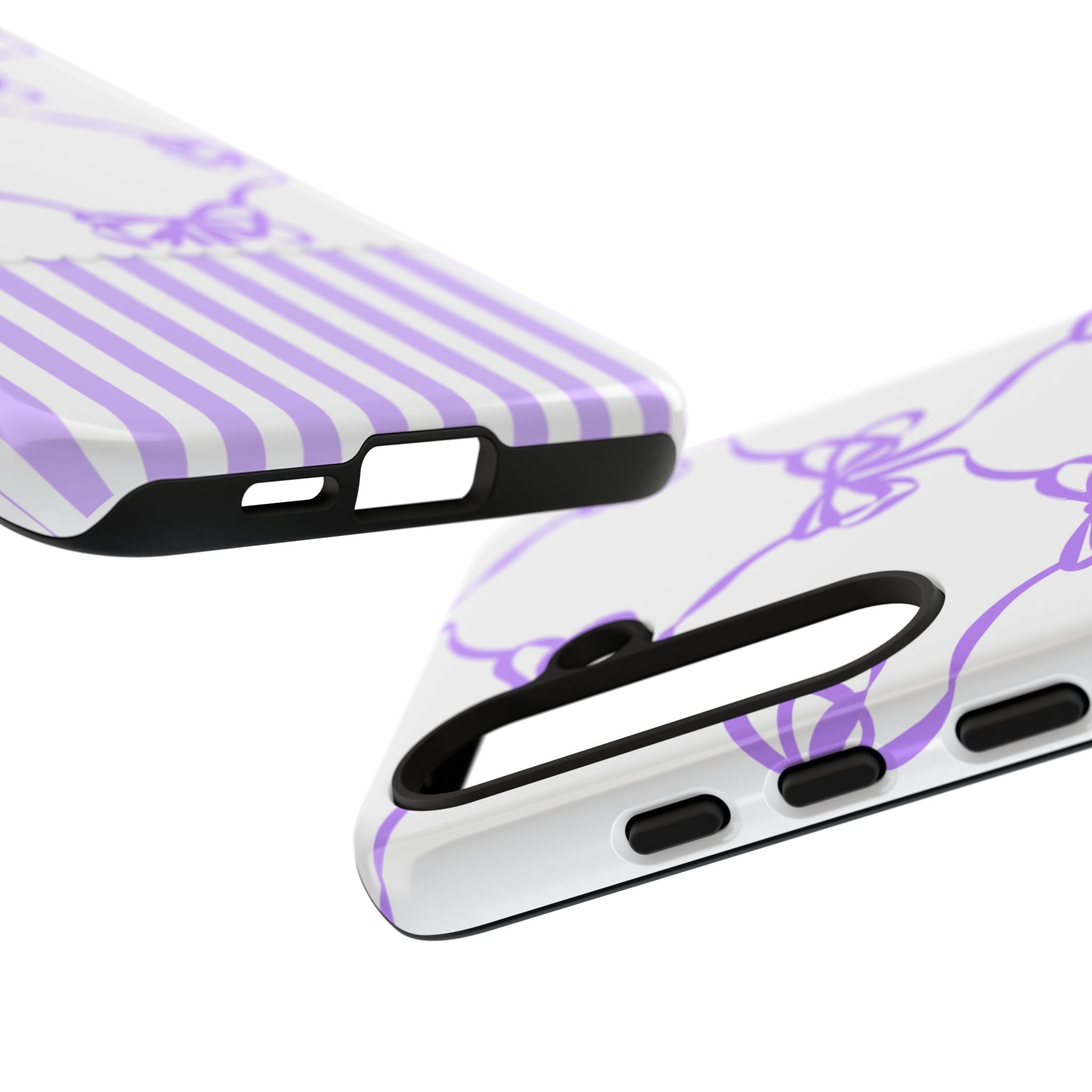 Lavender Bow Pattern Tough Phone Case - Striped Cute iPhone Cover