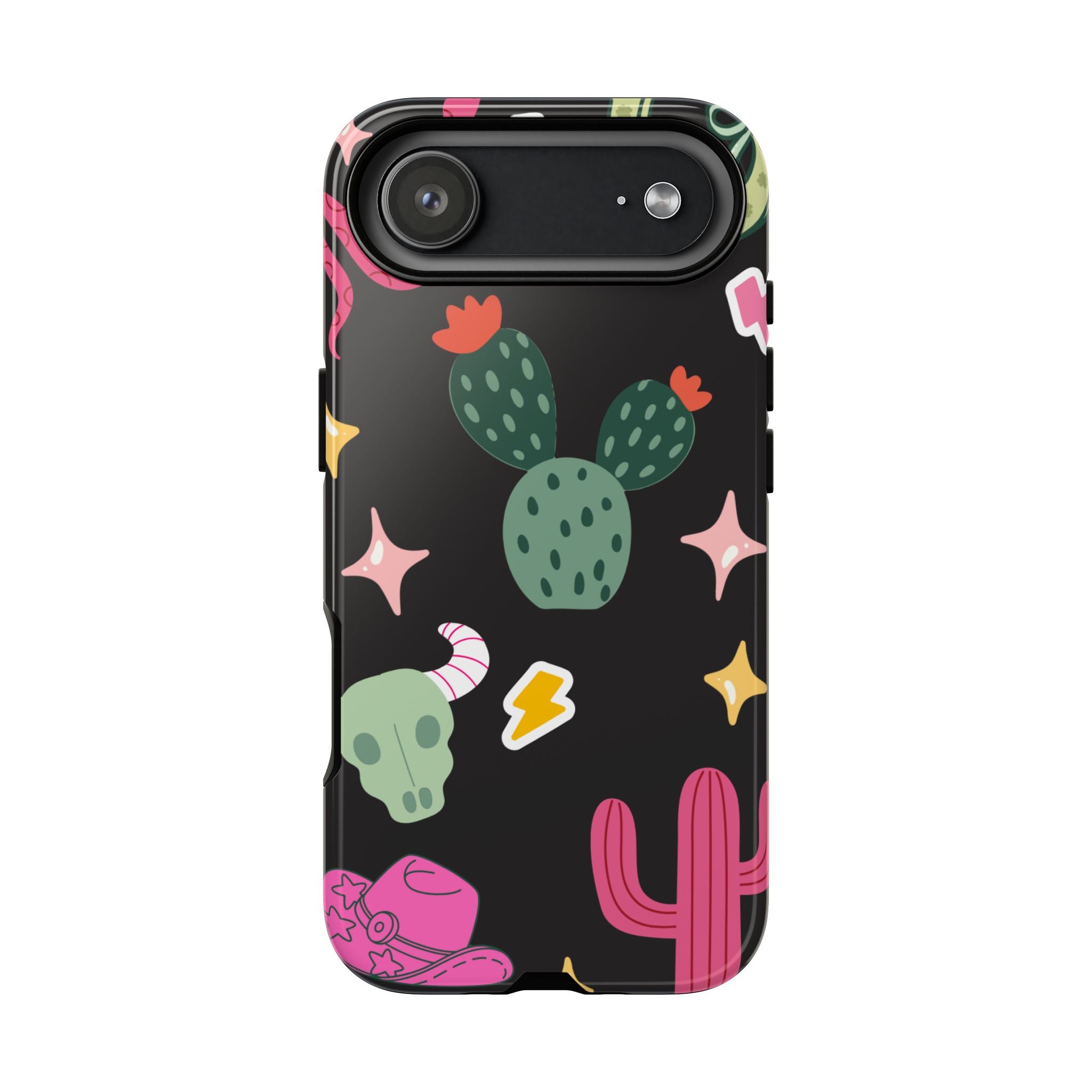 Southwest Desert Icons Tough Phone Case — Cactus, Cowboy & Skull Pattern