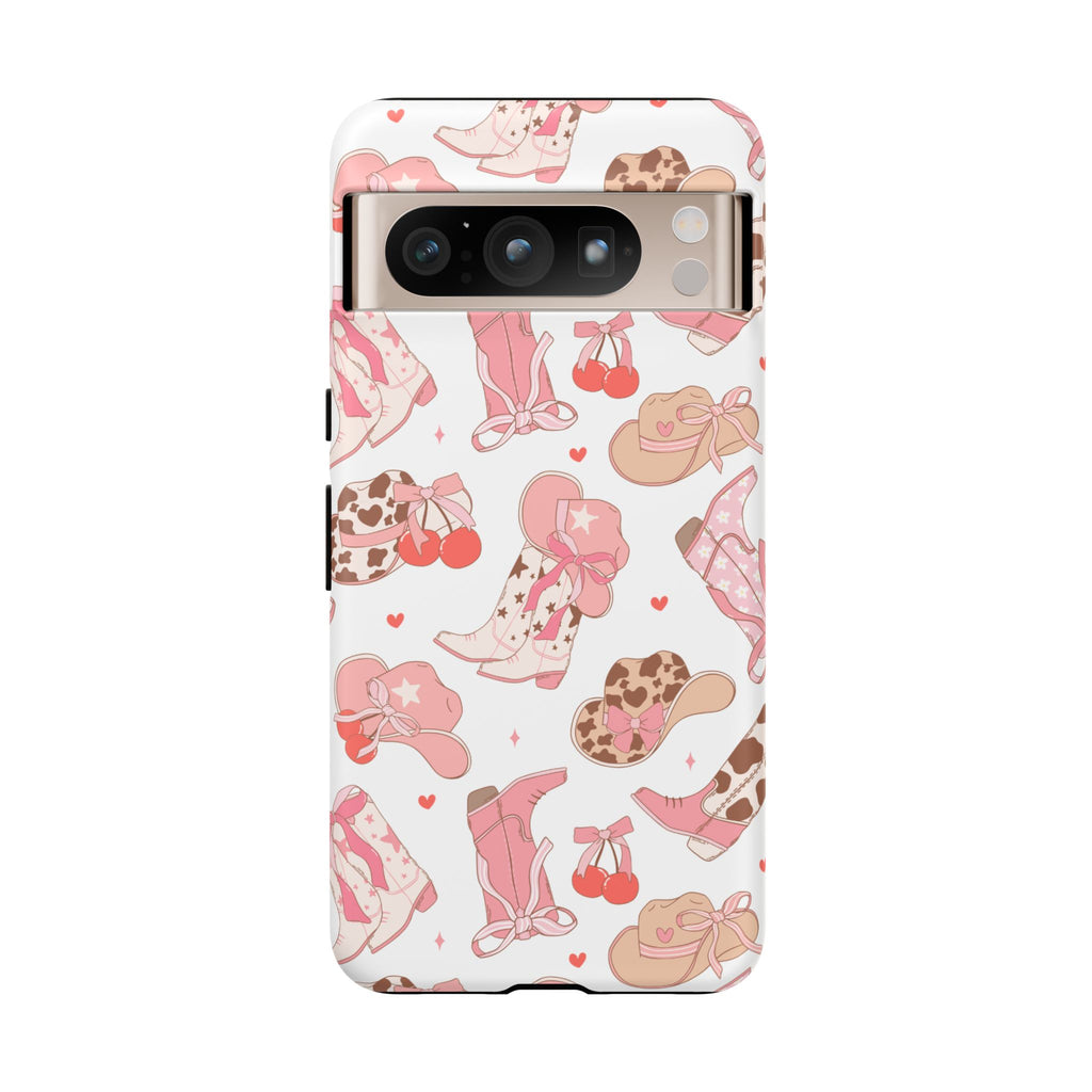 Cowgirl Boots Pink Phone Case — Cute Western Pattern Tough Phone Case