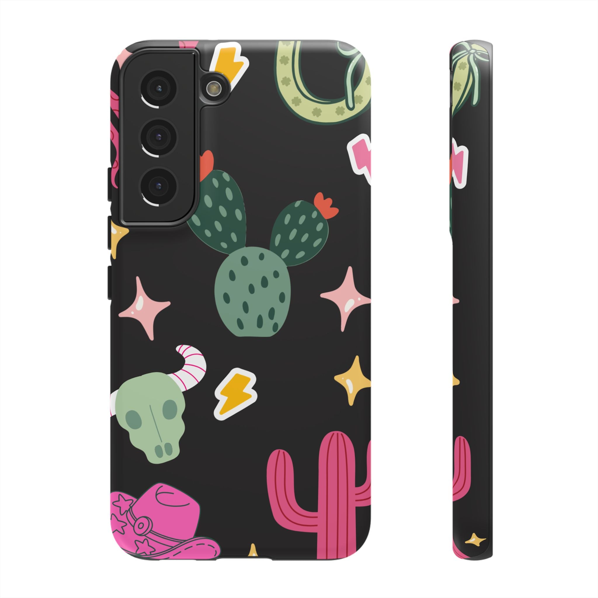 Southwest Desert Icons Tough Phone Case — Cactus, Cowboy & Skull Pattern