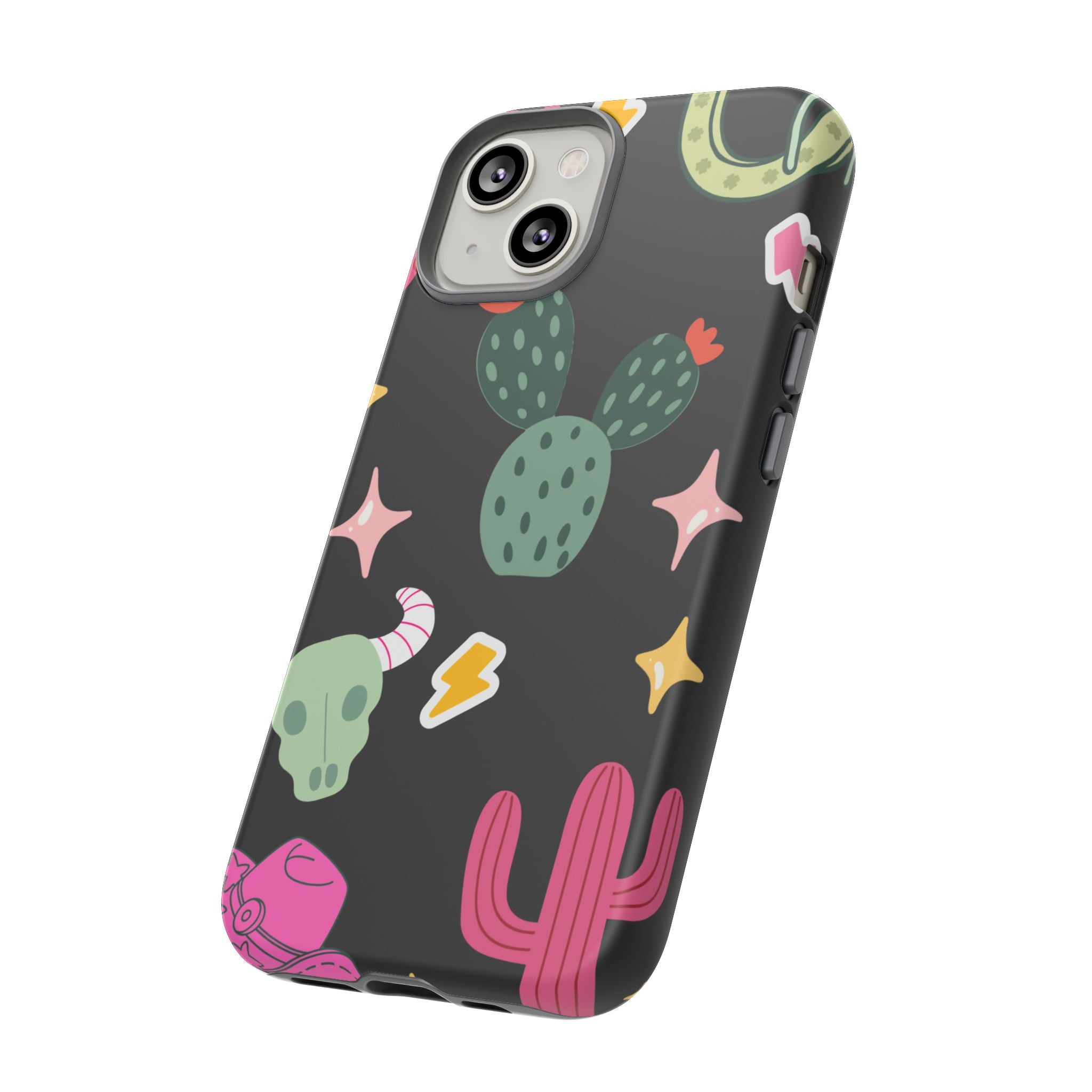 Southwest Desert Icons Tough Phone Case — Cactus, Cowboy & Skull Pattern
