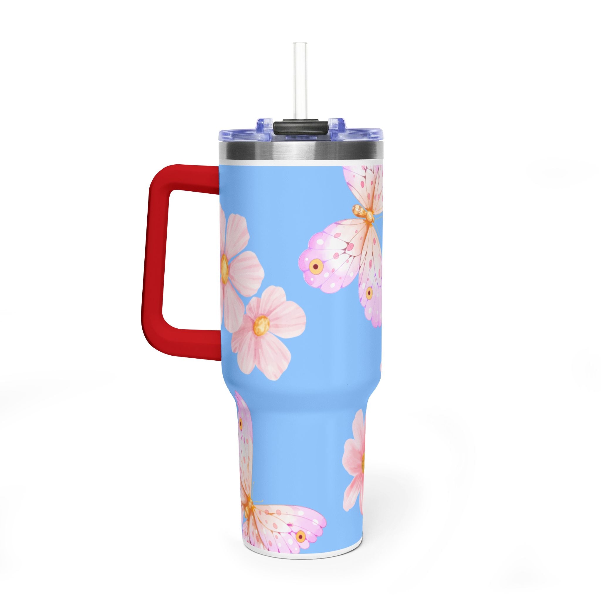 40oz Floral Butterfly Tumbler - Vacuum Insulated Thermal Travel Mug