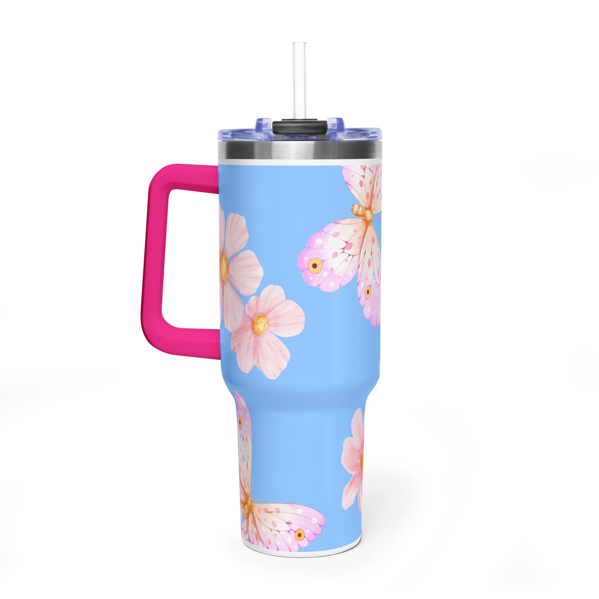 40oz Floral Butterfly Tumbler - Vacuum Insulated Thermal Travel Mug