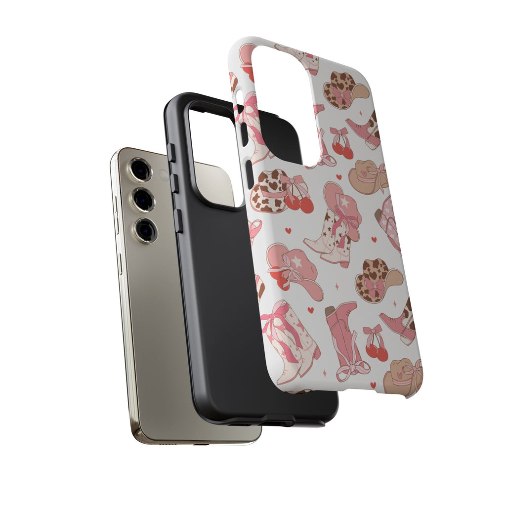 Cowgirl Boots Pink Phone Case — Cute Western Pattern Tough Phone Case