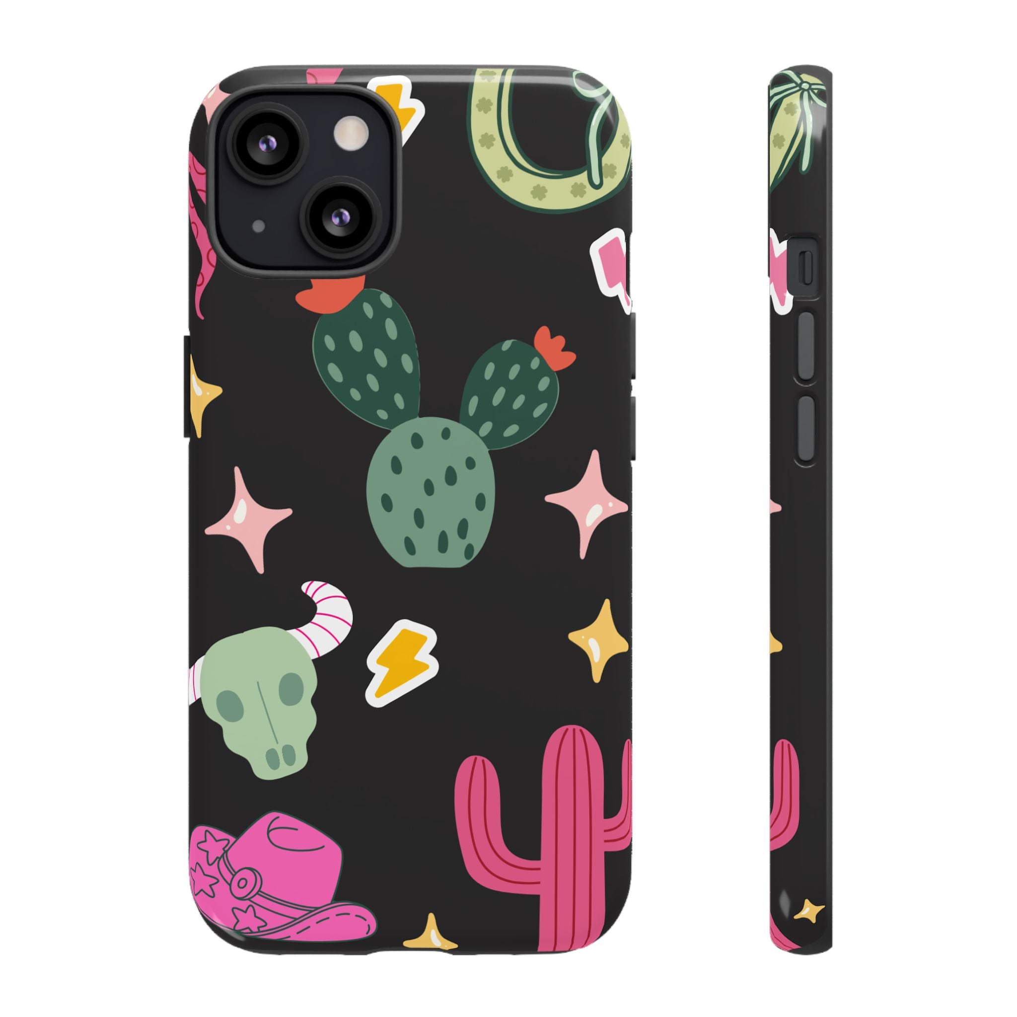 Southwest Desert Icons Tough Phone Case — Cactus, Cowboy & Skull Pattern
