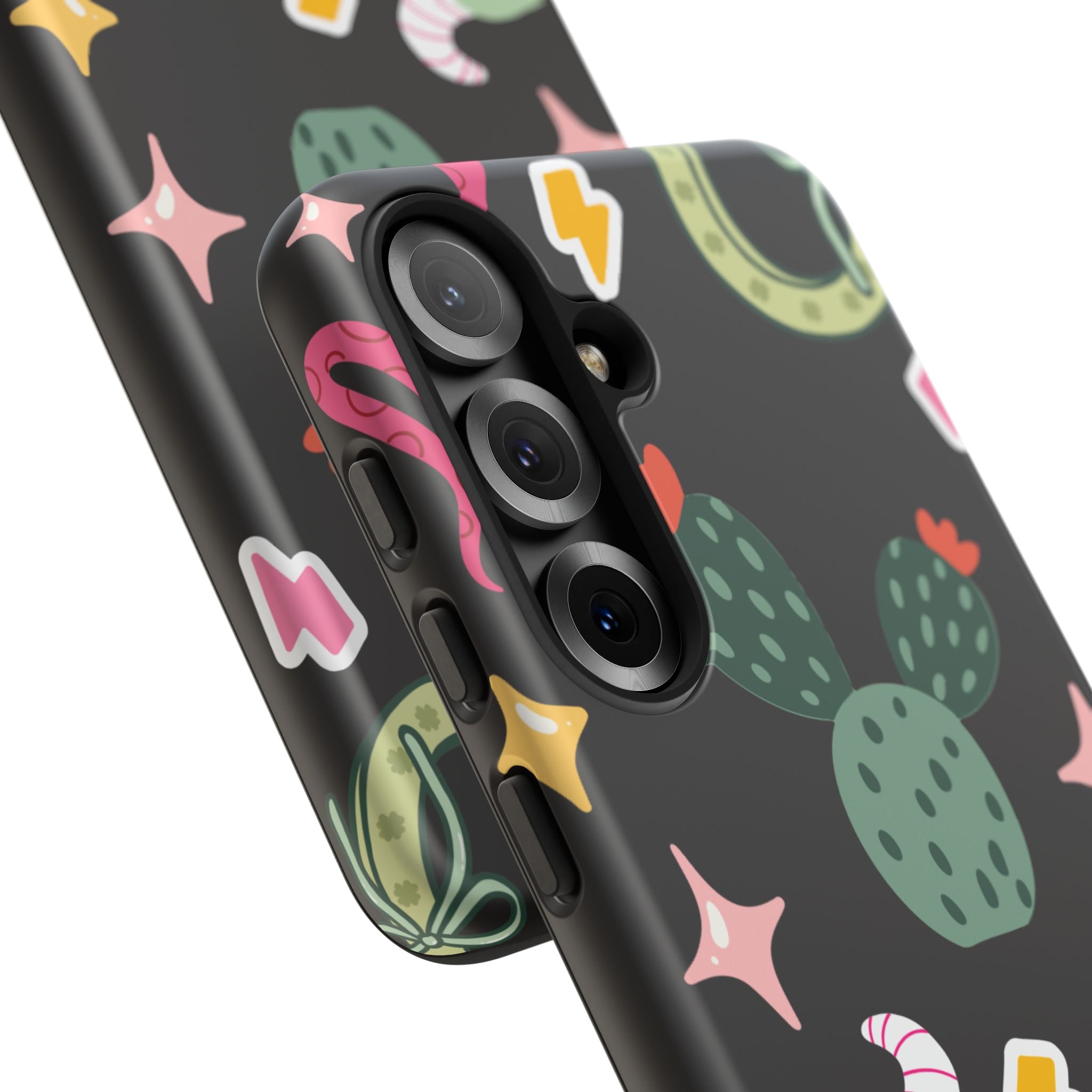 Southwest Desert Icons Tough Phone Case — Cactus, Cowboy & Skull Pattern