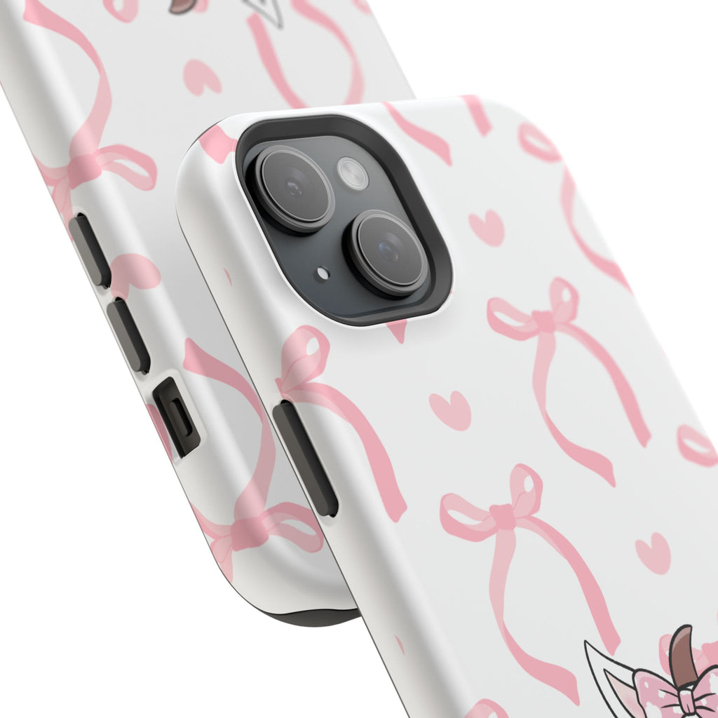 Cute Cow Phone Case — Pink Bows Magnetic Impact-Resistant Case