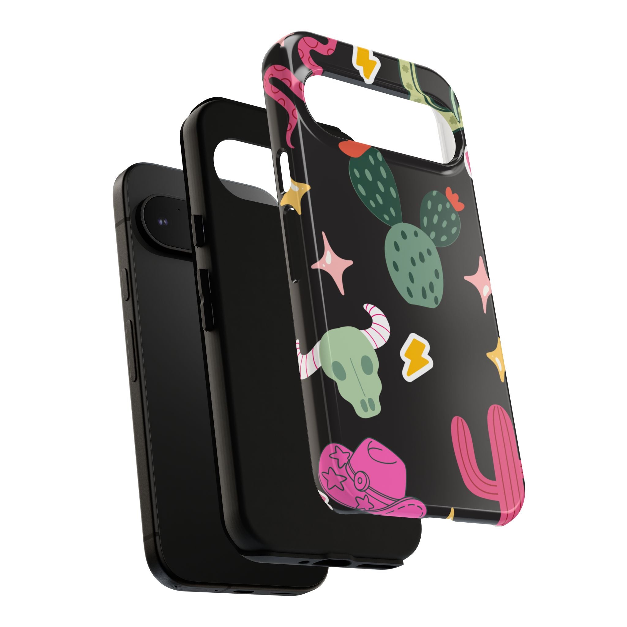 Southwest Desert Icons Tough Phone Case — Cactus, Cowboy & Skull Pattern