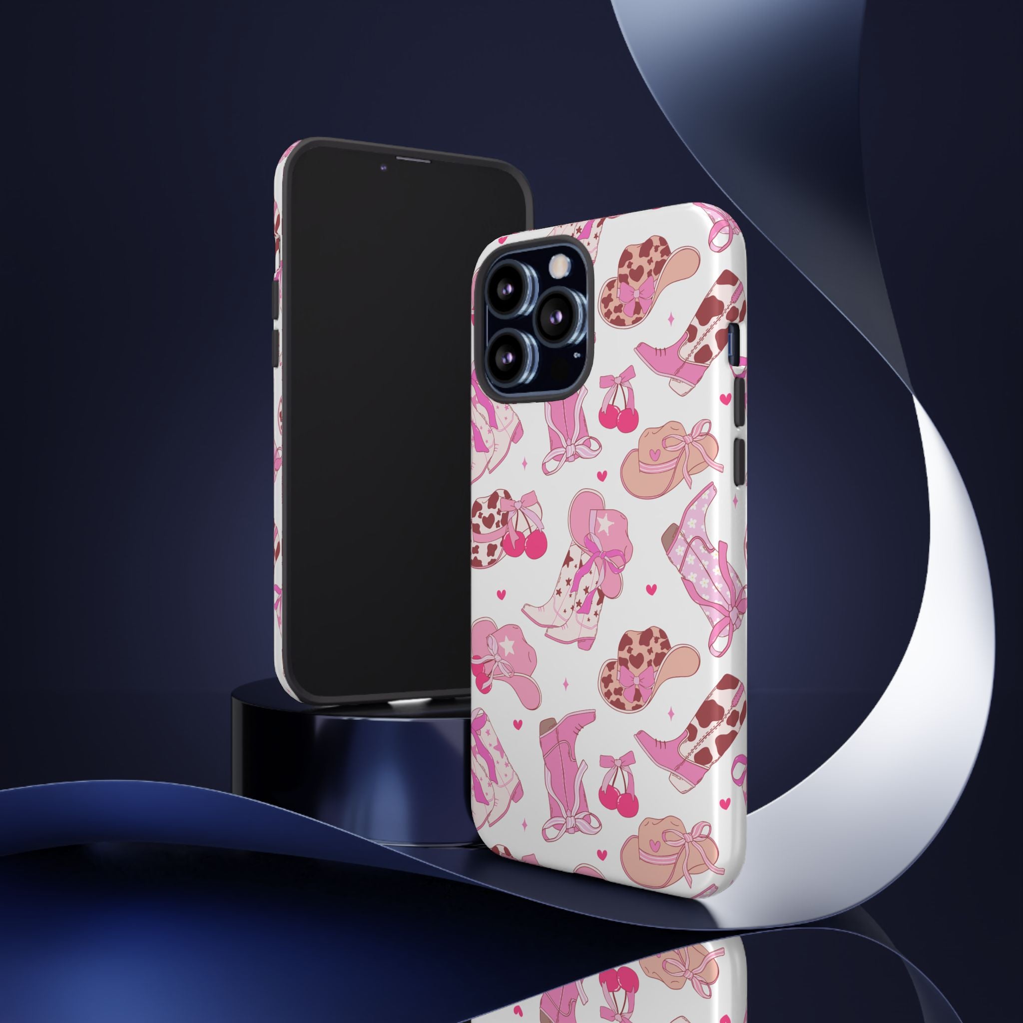 Pink Cowgirl Phone Case - Cute Western Boots & Hats Pattern Tough Case