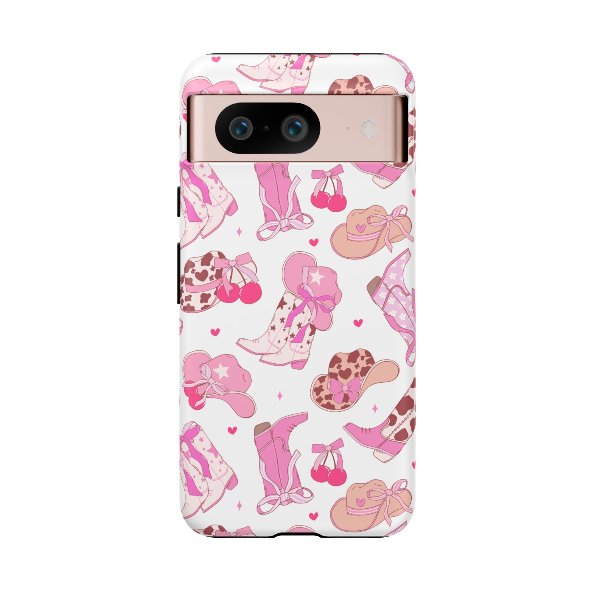 Pink Cowgirl Phone Case - Cute Western Boots & Hats Pattern Tough Case