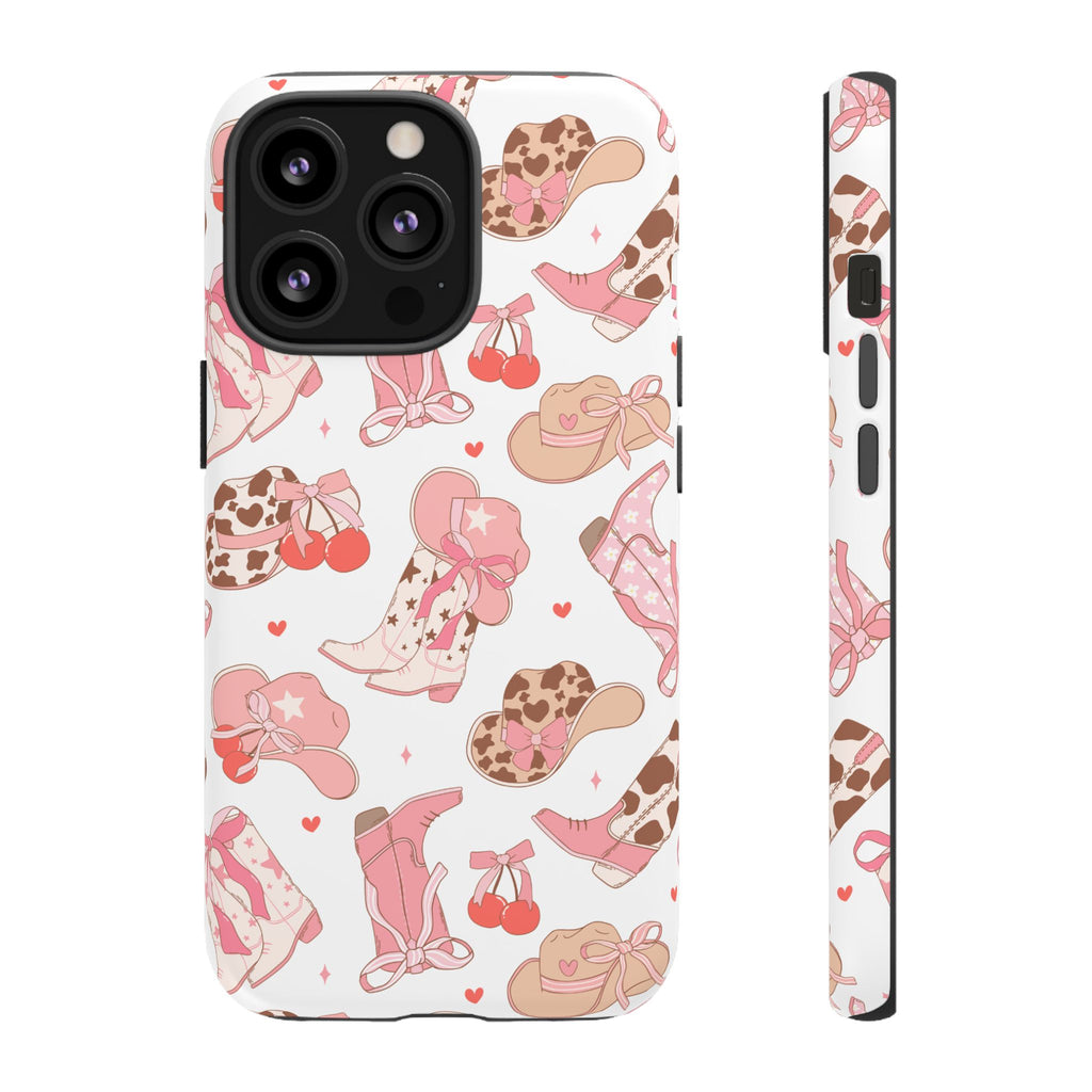 Cowgirl Boots Pink Phone Case — Cute Western Pattern Tough Phone Case