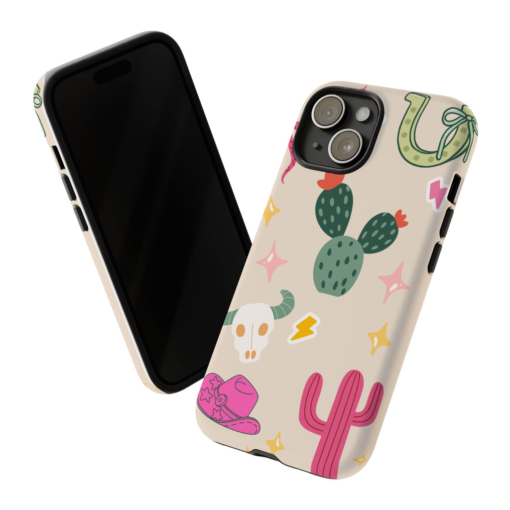 Cactus Cowgirl Phone Case — Cute Western Desert Pattern Tough Case