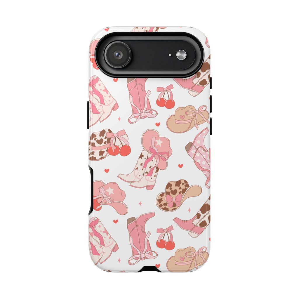 Cowgirl Boots Pink Phone Case — Cute Western Pattern Tough Phone Case