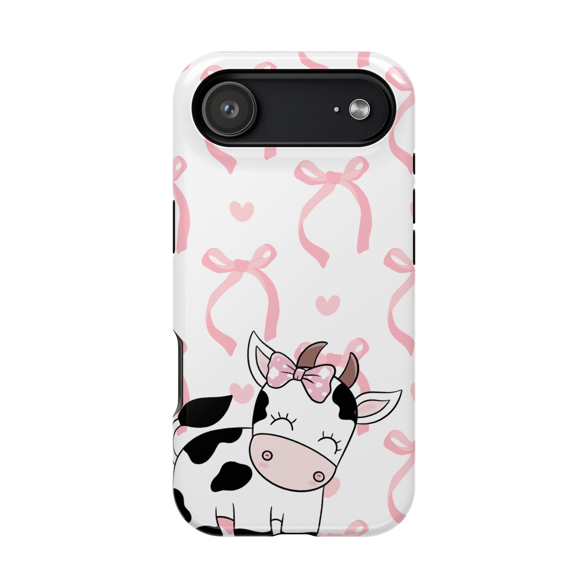 Cute Cow Phone Case — Pink Bows Magnetic Impact-Resistant Case