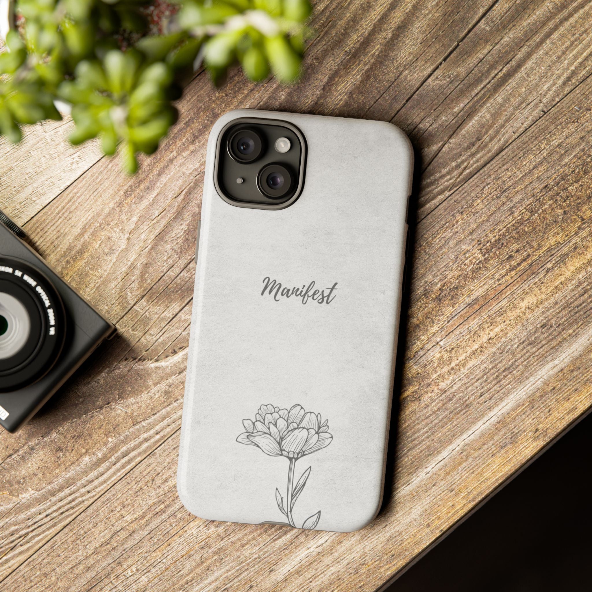 Manifest Flower Phone Case — Minimalist Protective iPhone Cover
