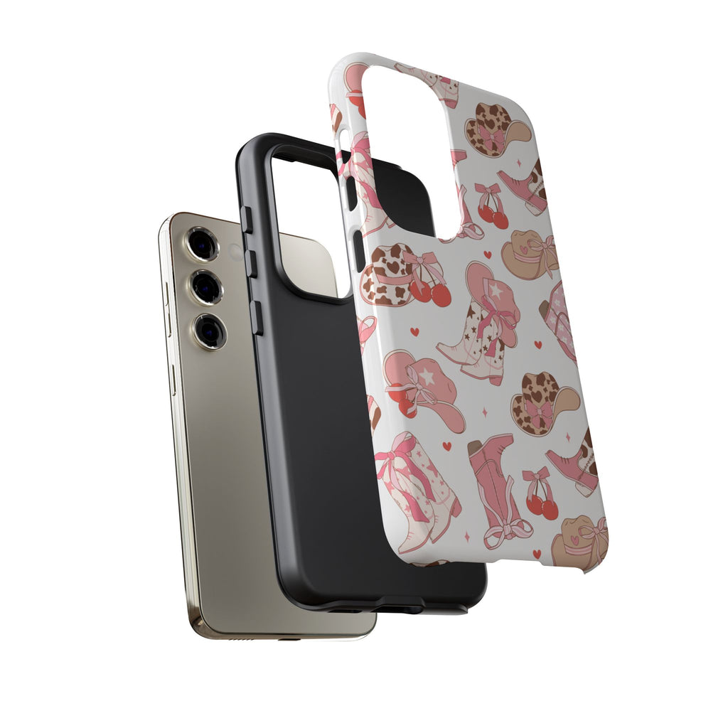 Cowgirl Boots Pink Phone Case — Cute Western Pattern Tough Phone Case