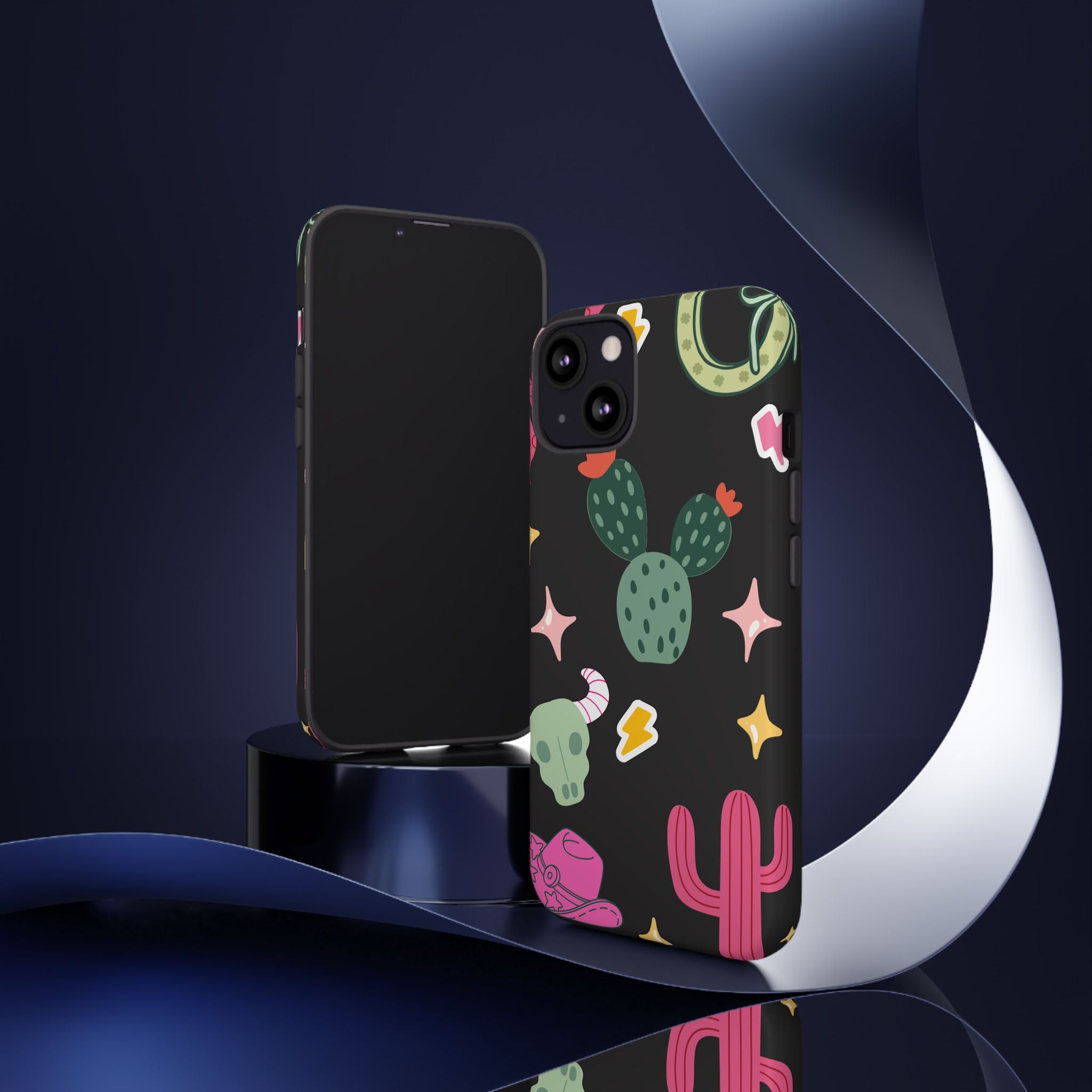 Southwest Desert Icons Tough Phone Case — Cactus, Cowboy & Skull Pattern
