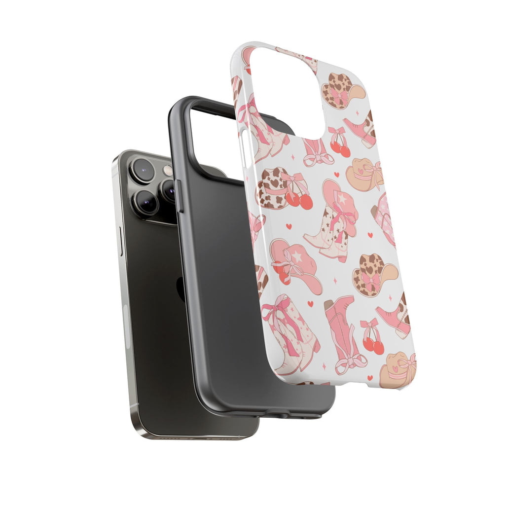 Cowgirl Boots Pink Phone Case — Cute Western Pattern Tough Phone Case