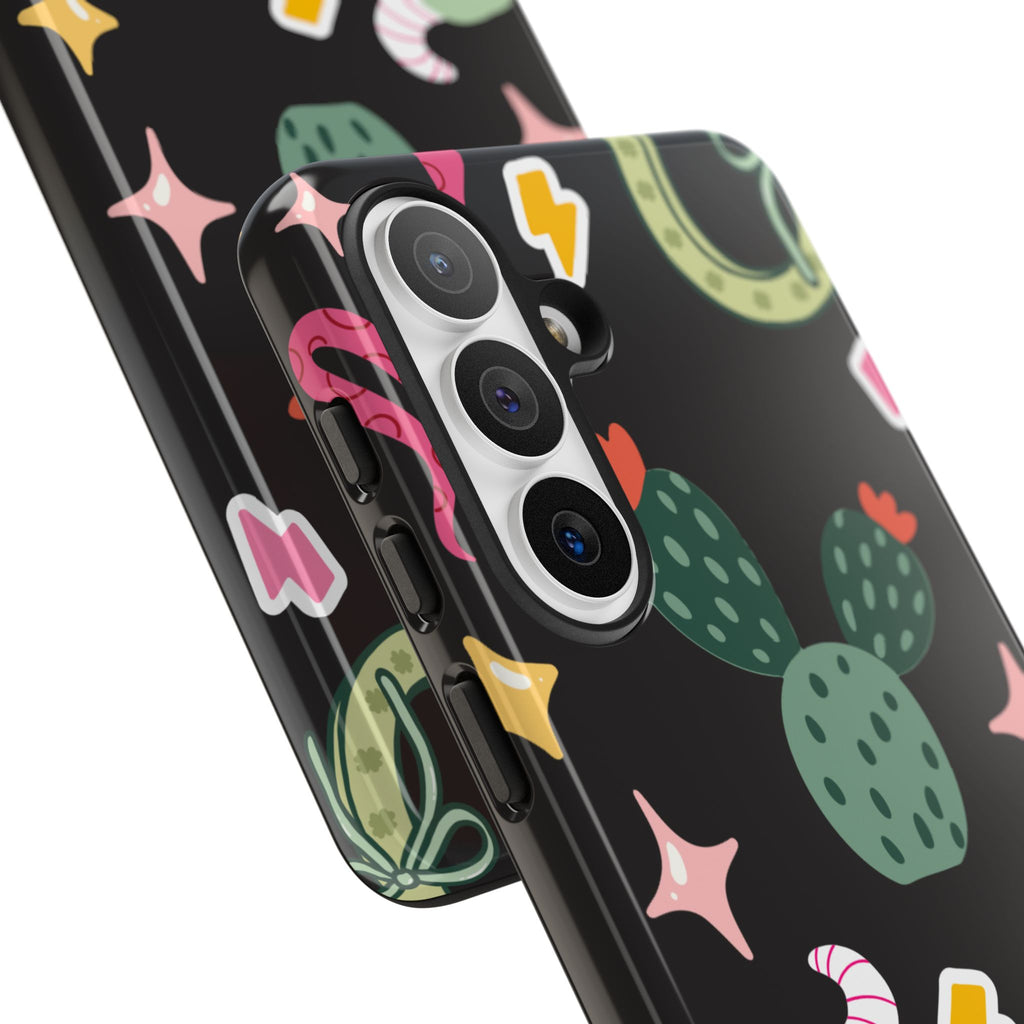 Southwest Desert Icons Tough Phone Case — Cactus, Cowboy & Skull Pattern