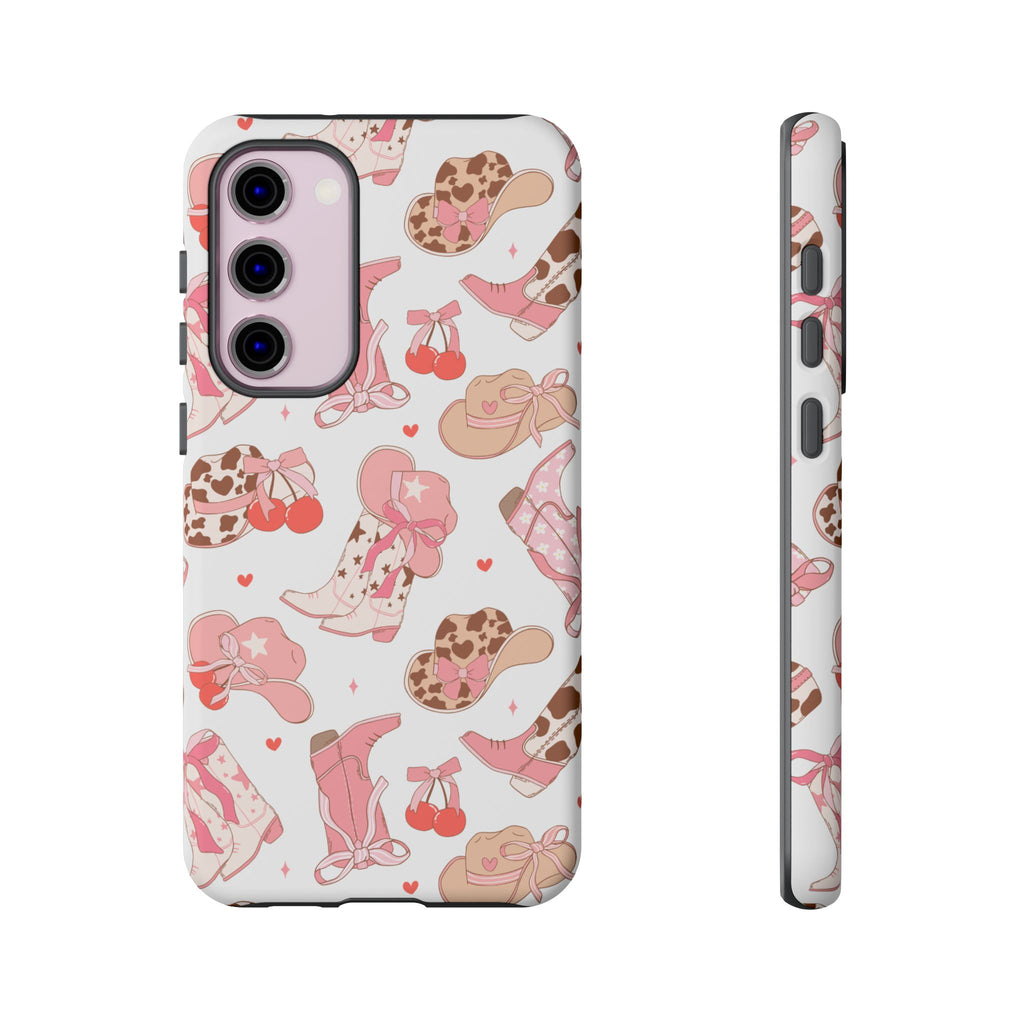 Cowgirl Boots Pink Phone Case — Cute Western Pattern Tough Phone Case