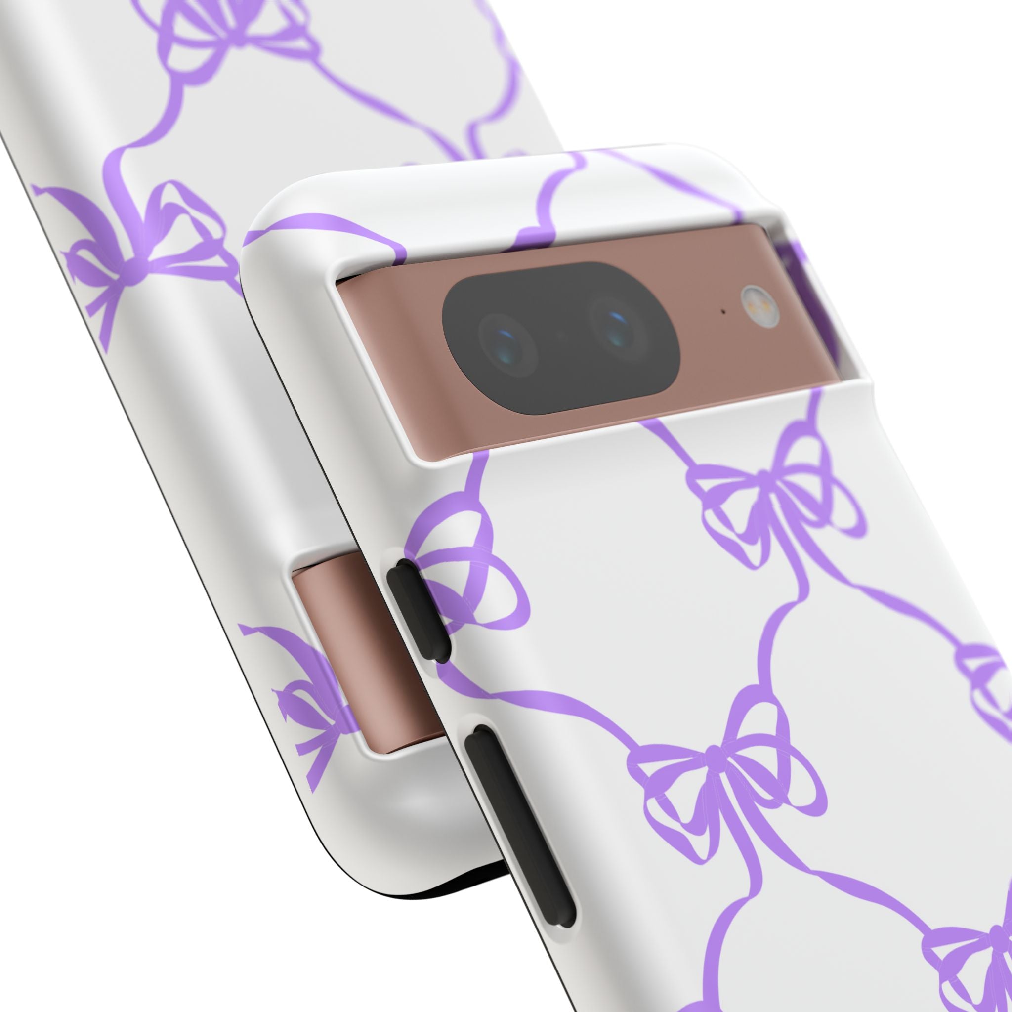 Lavender Bow Pattern Tough Phone Case - Striped Cute iPhone Cover