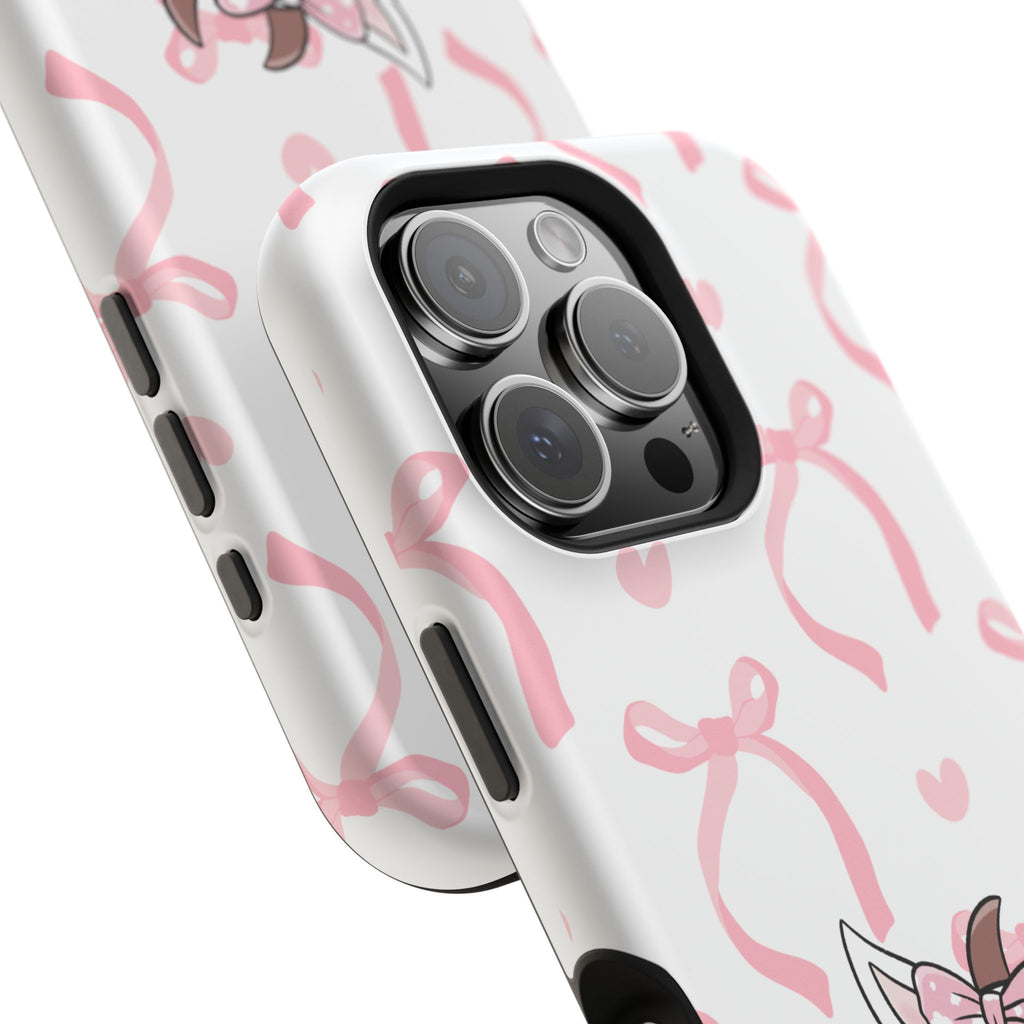 Cute Cow Phone Case — Pink Bows Magnetic Impact-Resistant Case