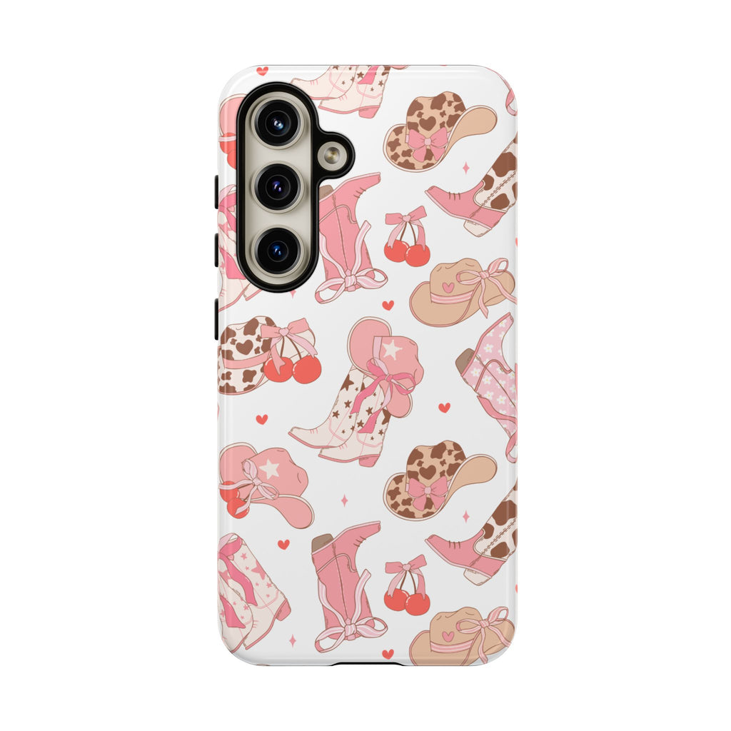 Cowgirl Boots Pink Phone Case — Cute Western Pattern Tough Phone Case