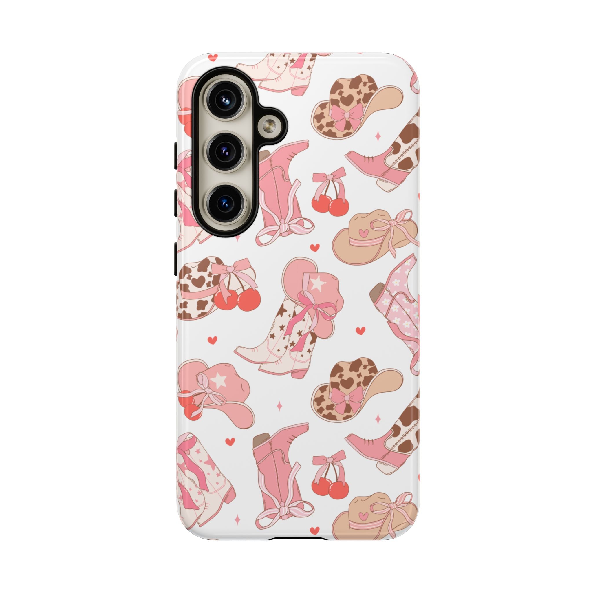 Cowgirl Boots Pink Phone Case — Cute Western Pattern Tough Phone Case
