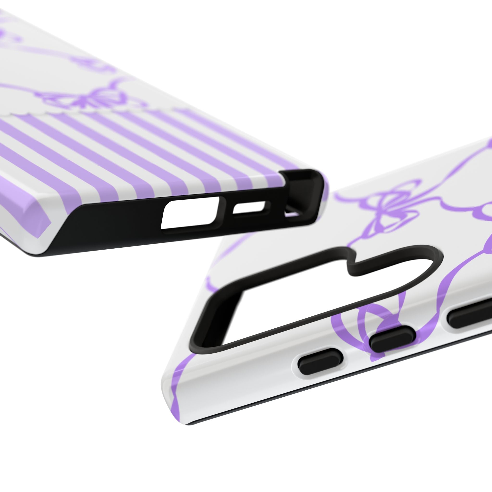 Lavender Bow Pattern Tough Phone Case - Striped Cute iPhone Cover